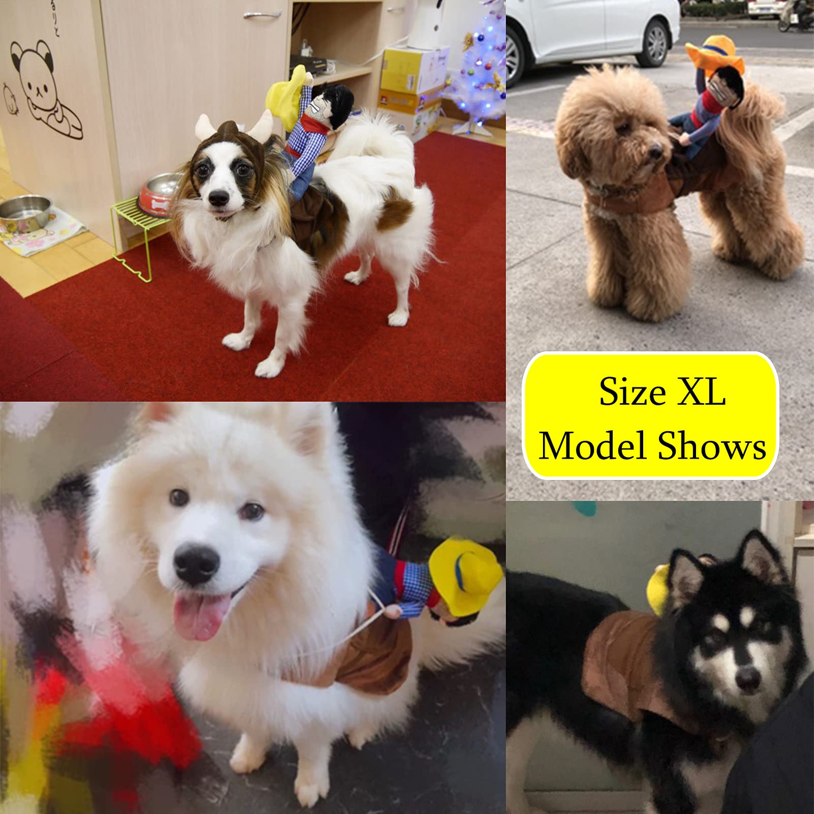 Seis Pet Riding Costume Novelty Pet Supplies Cowboy Rider Horse Riding Designed Dog Apparel Party Dressing Up Clothing Halloween (Xxl)