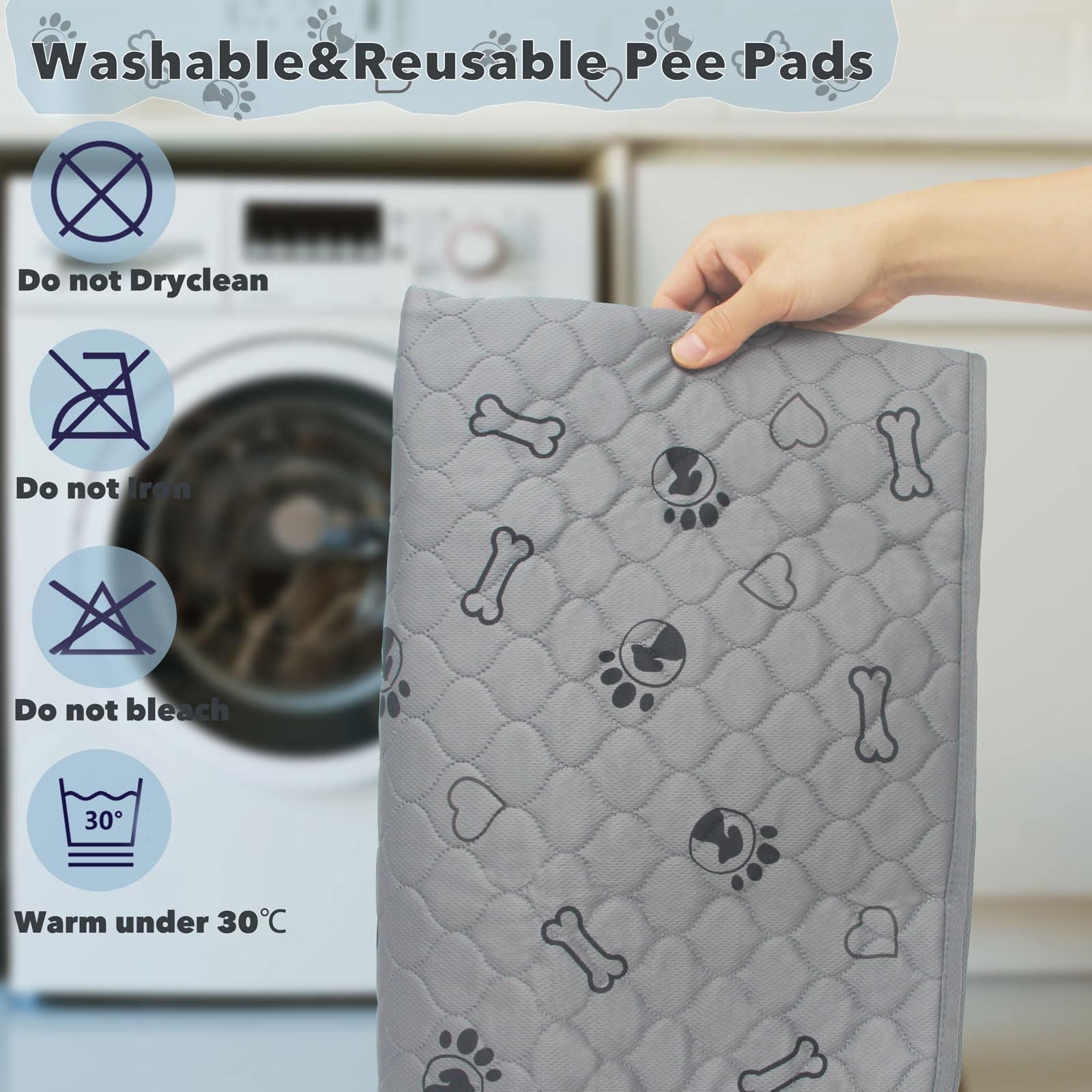 3 Pack 18X24 Reusable Puppy Pads Super Absorbent Washable Pee Pads For Dogs Leakproof Training Mats Waterproof Pet Training Pads