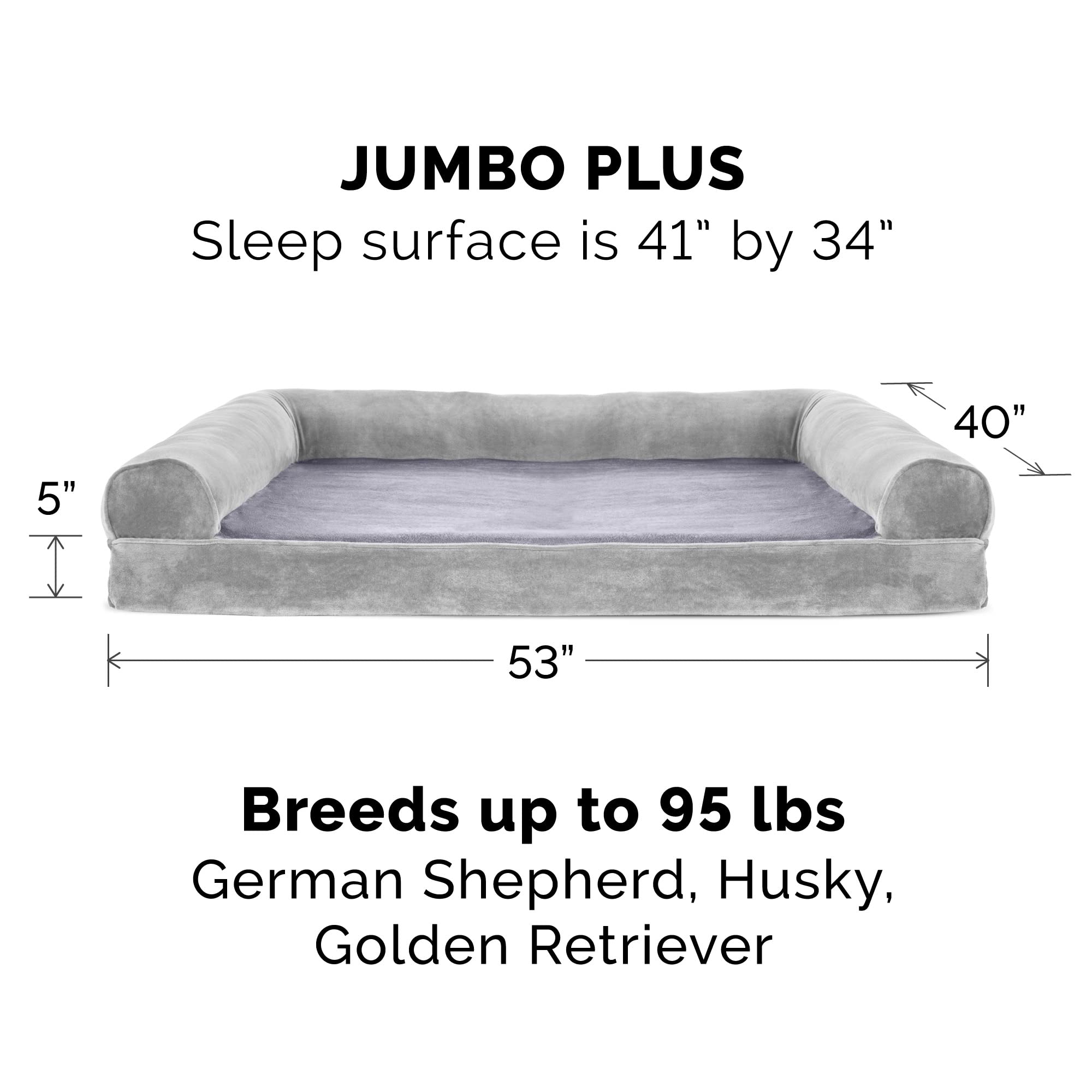 Furhaven Cooling Gel Dog Bed for Large Dogs w/ Removable Bolsters & Washable Cover, For Dogs Up to 125 lbs - Faux Fur & Velvet S