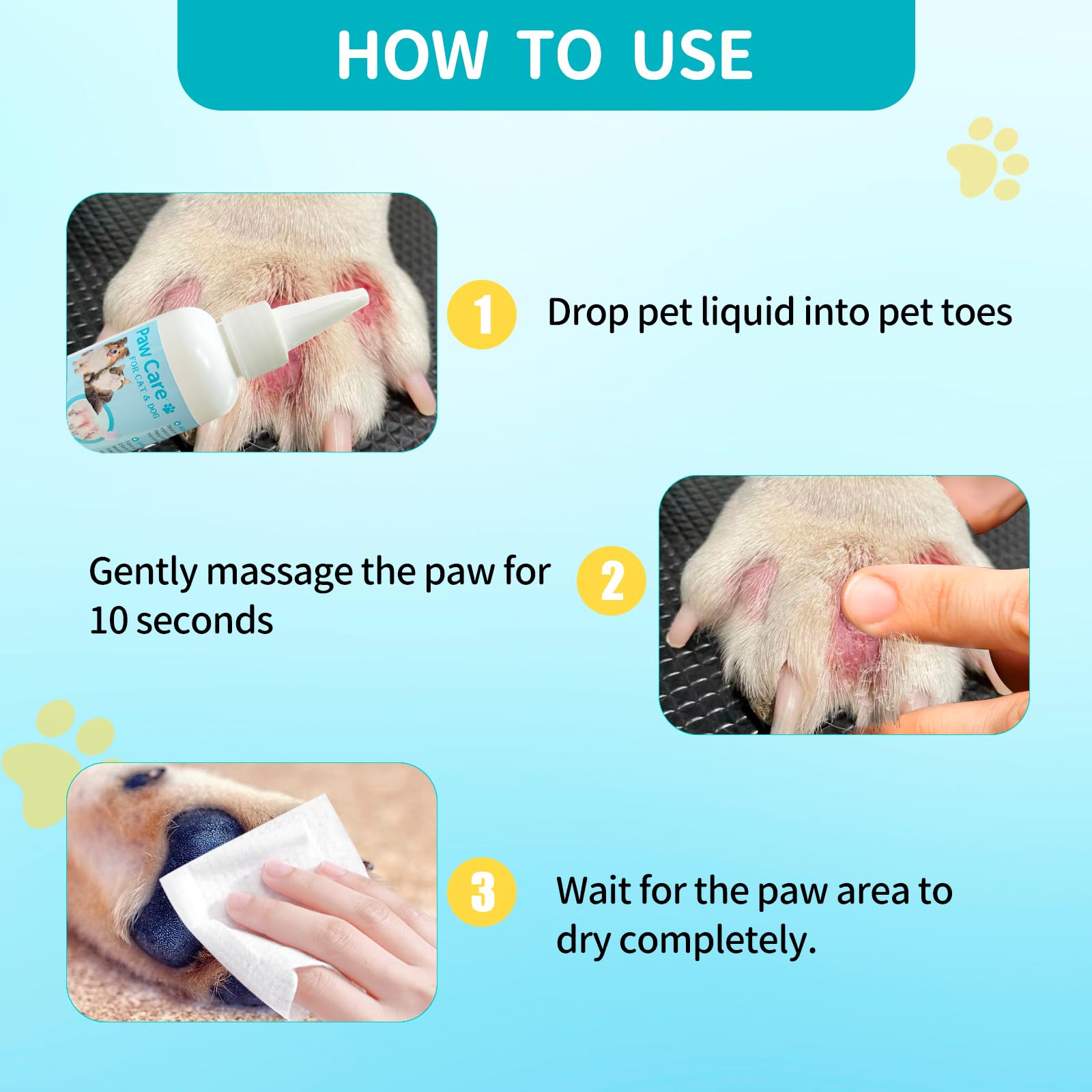 Itch Relief Dog Paw Cleaner, Dog Licking Paws Treatment, 3.4Oz Dog Paw Cleaning Solution, Dog Foot Cleaner, No Rinse Pet Toes Dr