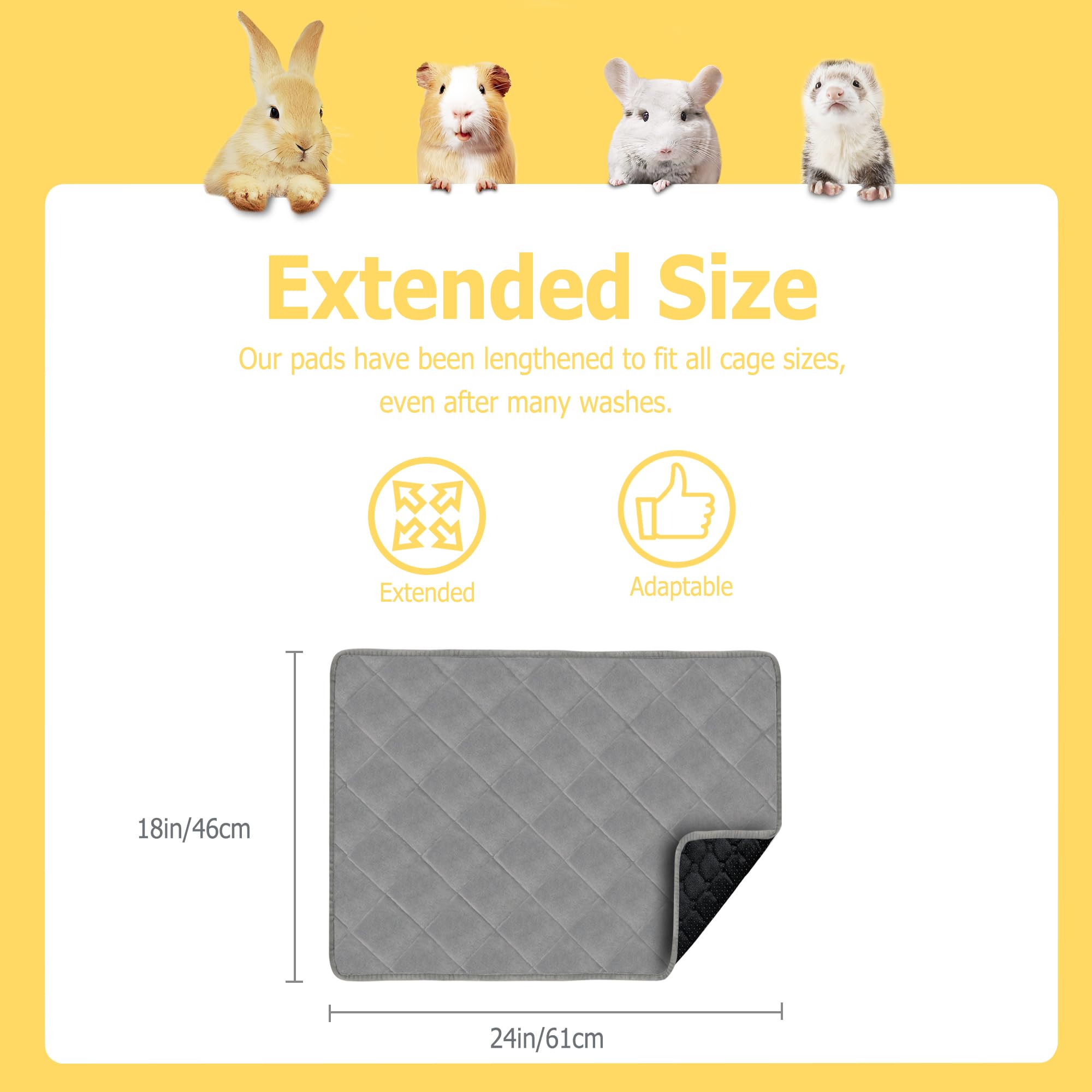 Washable Dog Pee Pads For Puppy, Guinea Pig Fleece Bedding, 24X18In 2Pack, Waterproof Reusable & Super Absorbent Guinea Pig Cage