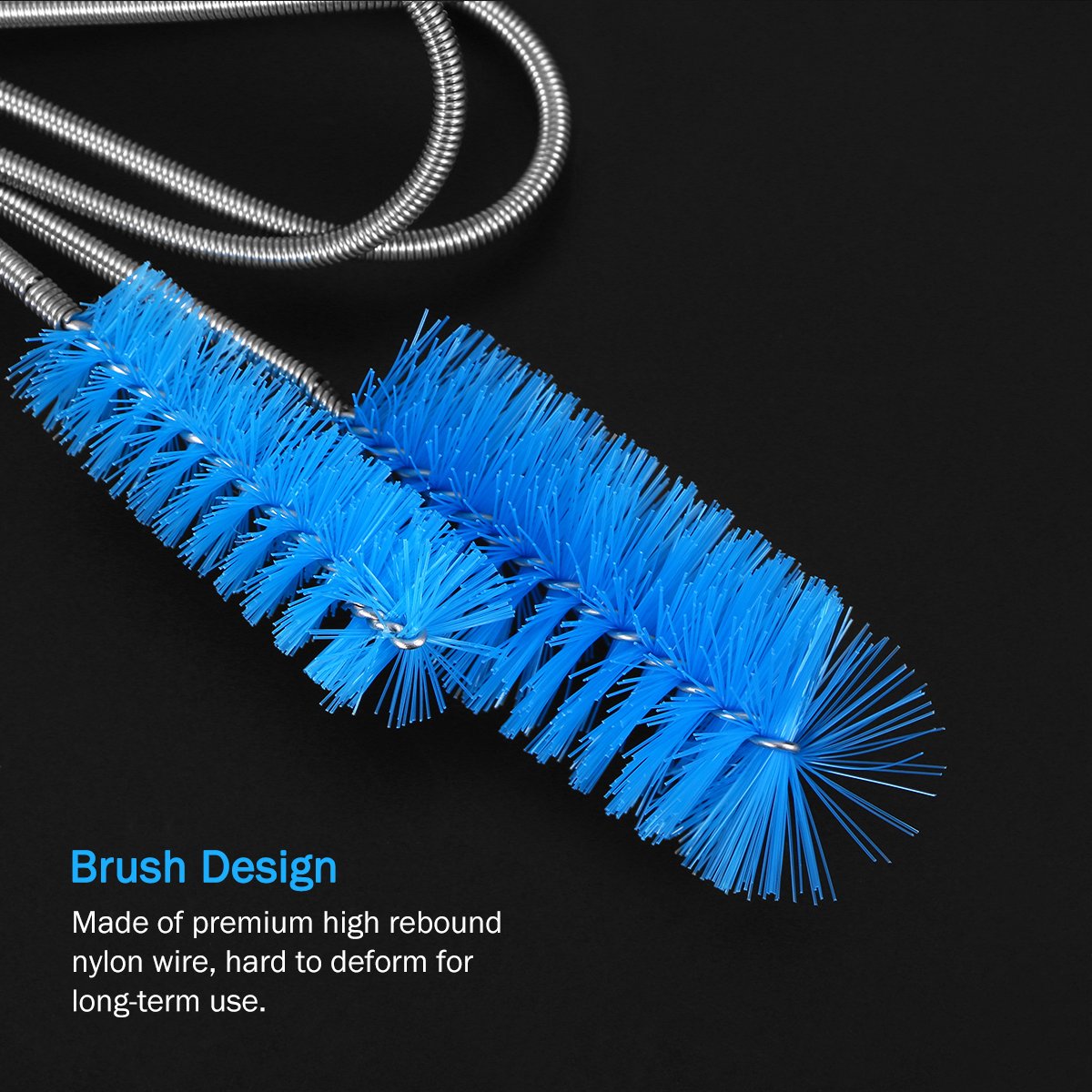 Ueetek Stainless Flexible Cleaning Brush Double Ended Canister Filter Tube Hose Pipe Clean For Fish Tank Aquarium (Sky Blue)