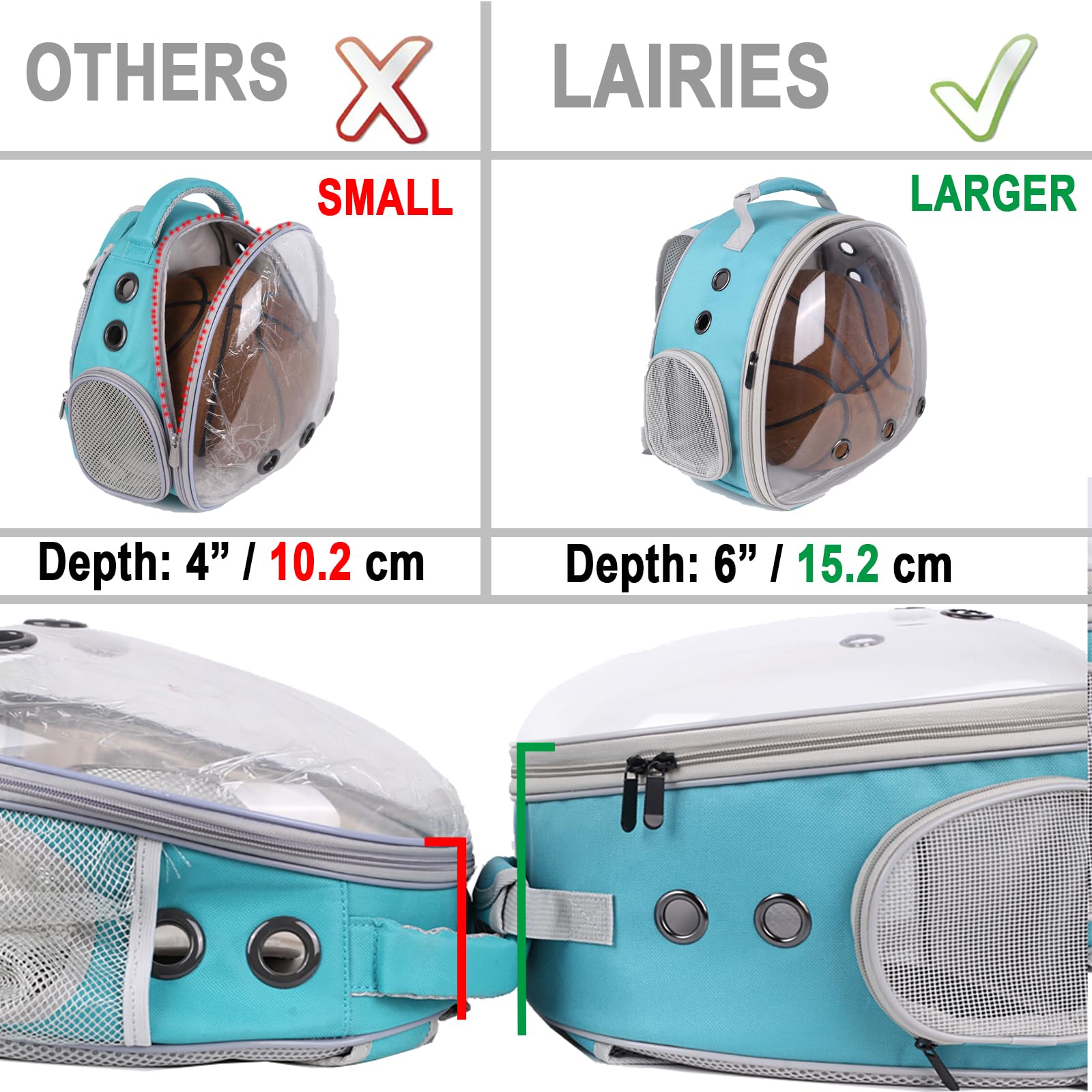 Portable Rabbit Backpack Carrier Space Capsule Bubble Window Pet Carrier Cage Travel For Bunny, Bearded Dragon, Squirrel, Tortoi