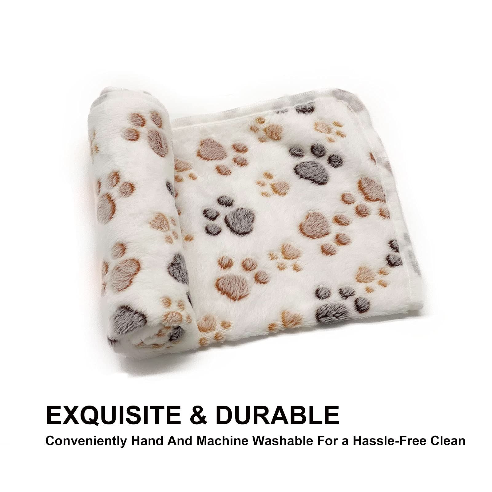 Sorkut 1 Pack 3 Puppy Dog Blankets Super Soft Warm Sleep Mat Fluffy Premium Fleece Pet Blanket Flannel Throw For Dog Puppy Cat - Paw Print Beige/Pink/Brown Small(23'X15')