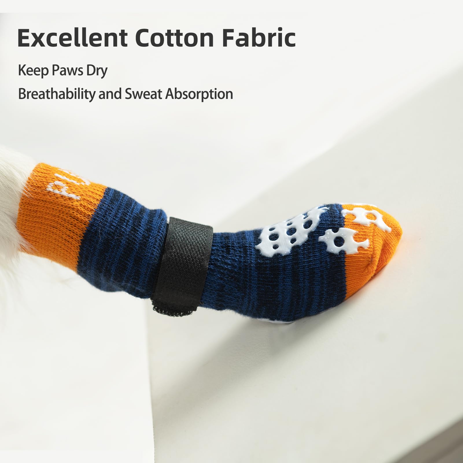 Pupteck Anti-Slip Dog Socks With Double Sides Grips For Small Medium Large Dogs Hardwood Floors Prevents Licking, Dog Shoes For Hot Pavement Traction Control For Senior Dogs, Dark Blue, M