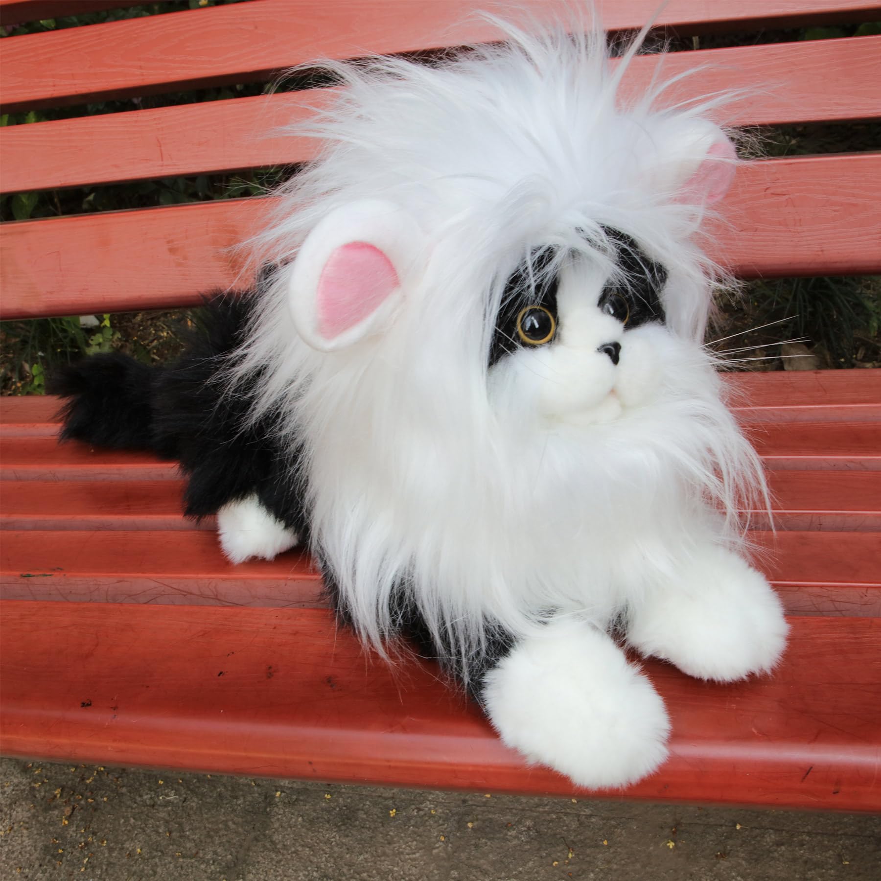 Rosylife Lion Mane Wig For Cat Costume Pet Adjustable Washable Comfortable Fancy Lion Hair Cat Clothes Dress For Halloween Christmas Easter Festival Party Activity (Large, White)