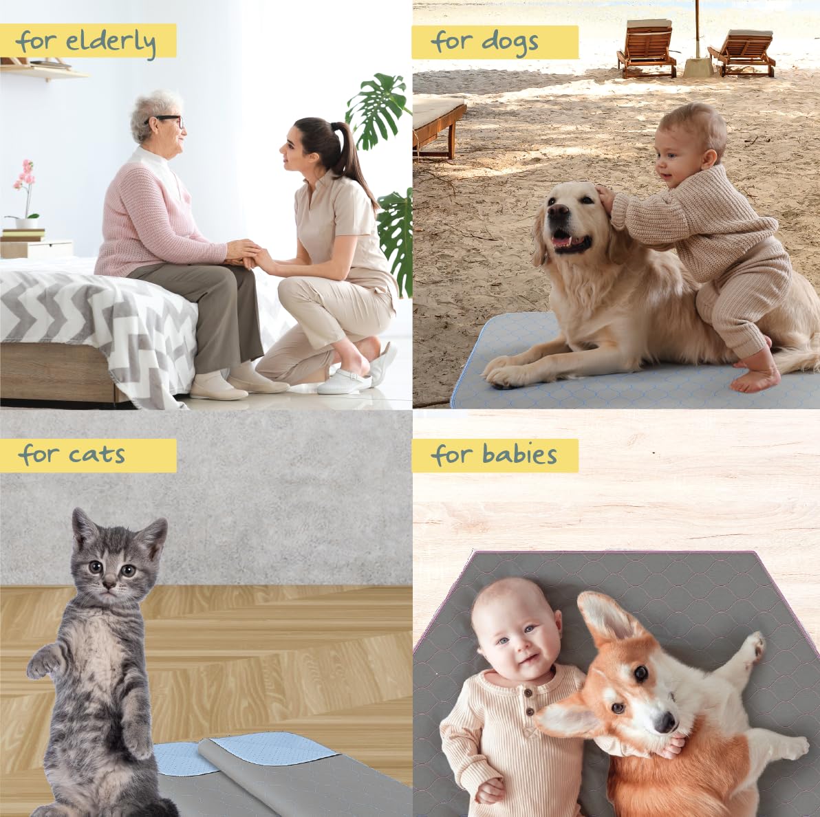Katziela Washable Pet Pads (2 Pack 36In X 31In)Super Absorbent Waterproof Reusable Dog Pee Pads For Dogs Washable Puppy Pads For