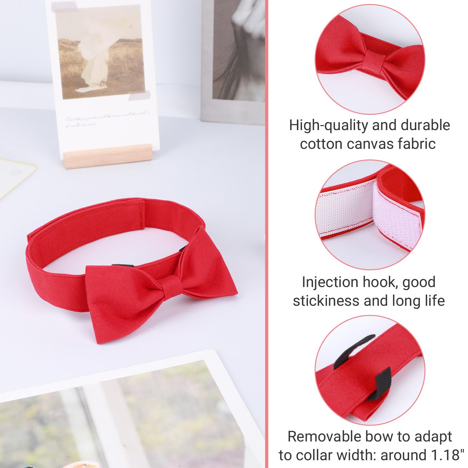 Segarty Dog Bowties For Medium Large Dogs, Adjustable Red Bowtie Collar, Durable Dog Neck Tie Tuxedo Comfortable Cotton Pets Bow