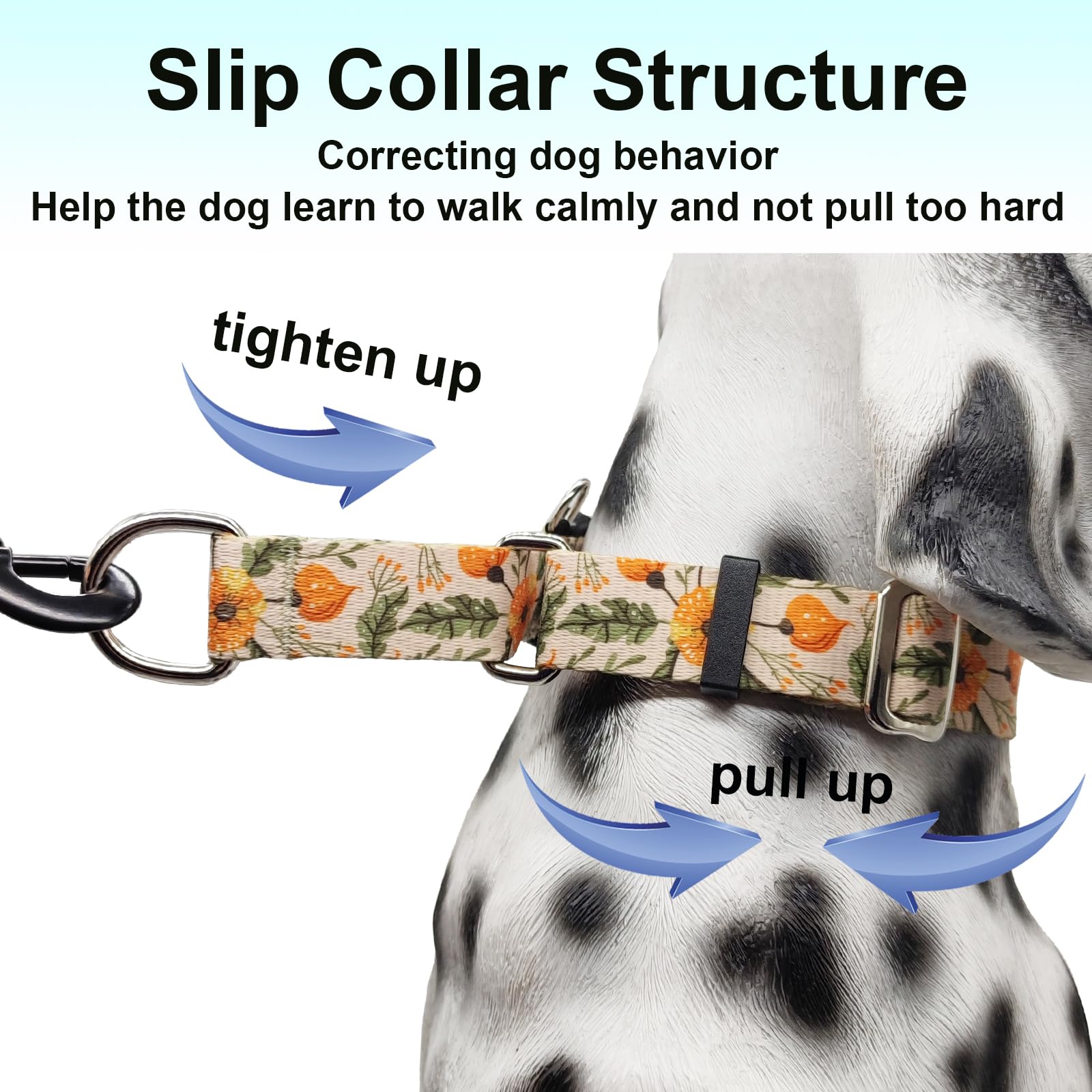 Fidohug Martingale Collar For Dogs With Buckle Adjustable Nylon Slip No Pull Training Dog Collars (Beige Floral, Small)