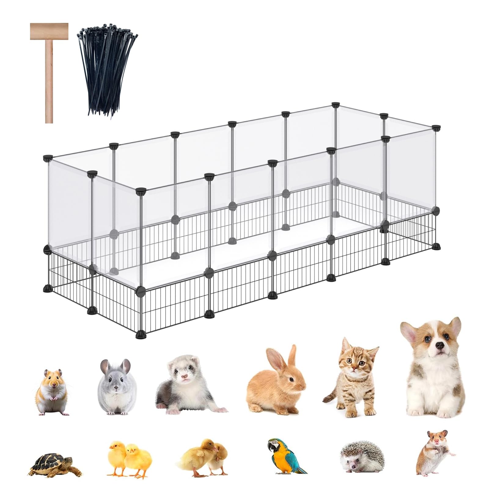 Dinmo Rabbit Playpen, Guinea Pig Cages, Hamster Cages, Iron Net Bottom Design For Small Animal, Bunny, Ferret, Hedgehog, Diy, Ex