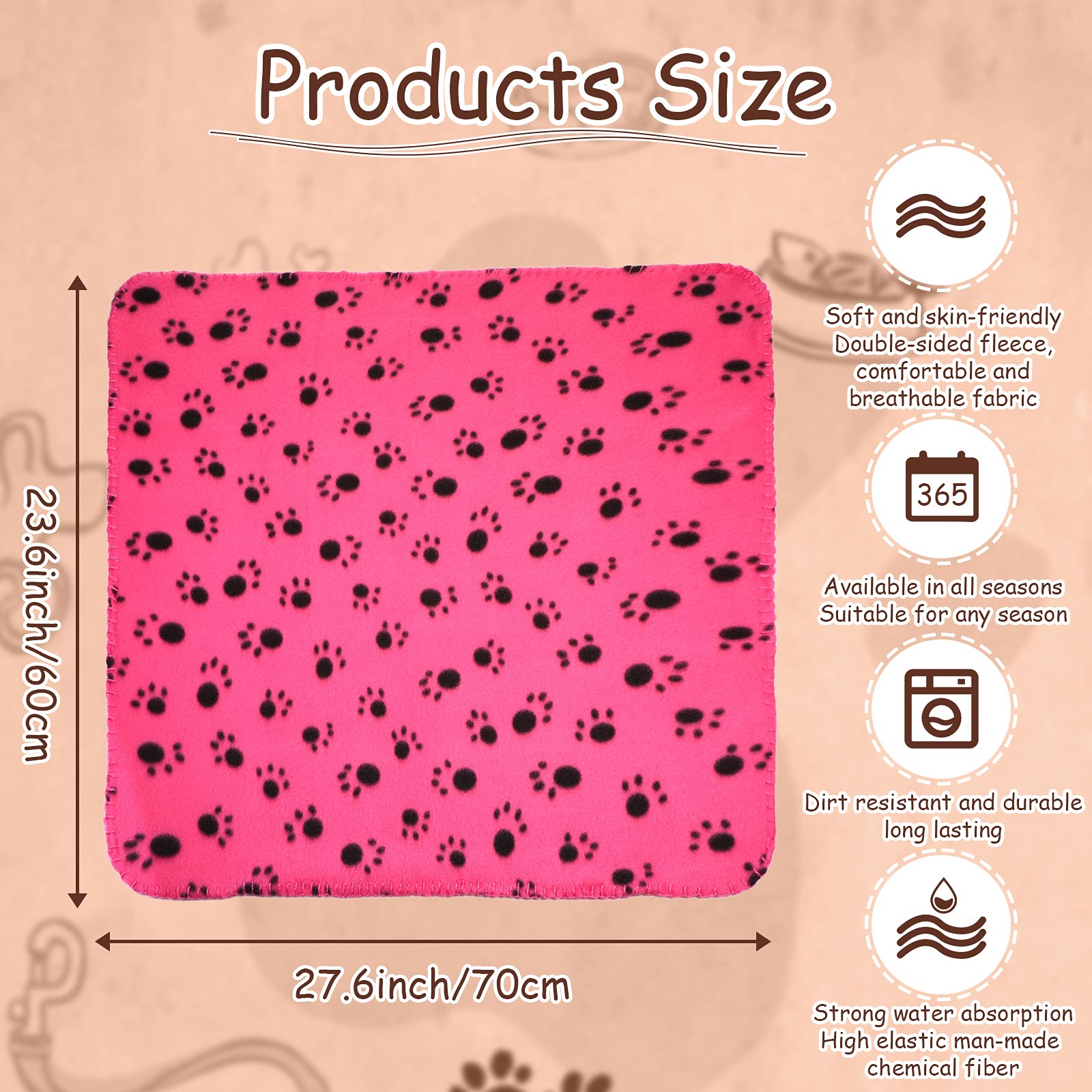 10 Pieces Pet Blankets With Paw Print Dog Cat Soft Fleece Blankets Sleep Mat Pad Bed Cover For Kitten Puppy And Other Small Anim