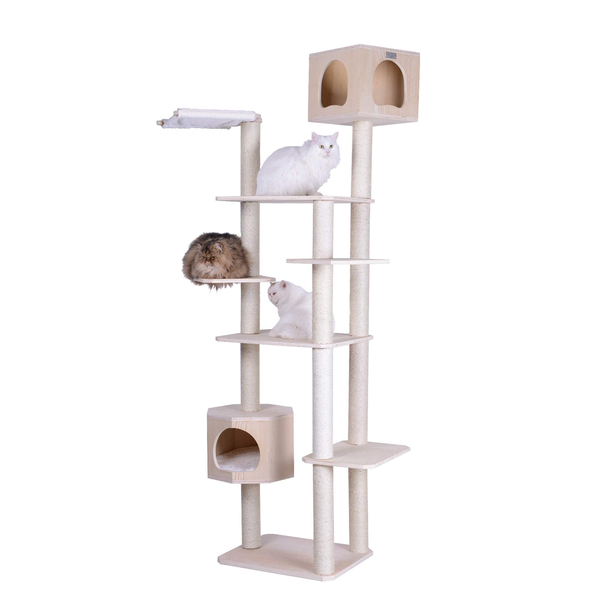 Armarkat 89 Solid Wood Cat Tree Condo Furniture S8902, Tan, 49(L) X34(W) X89(H)