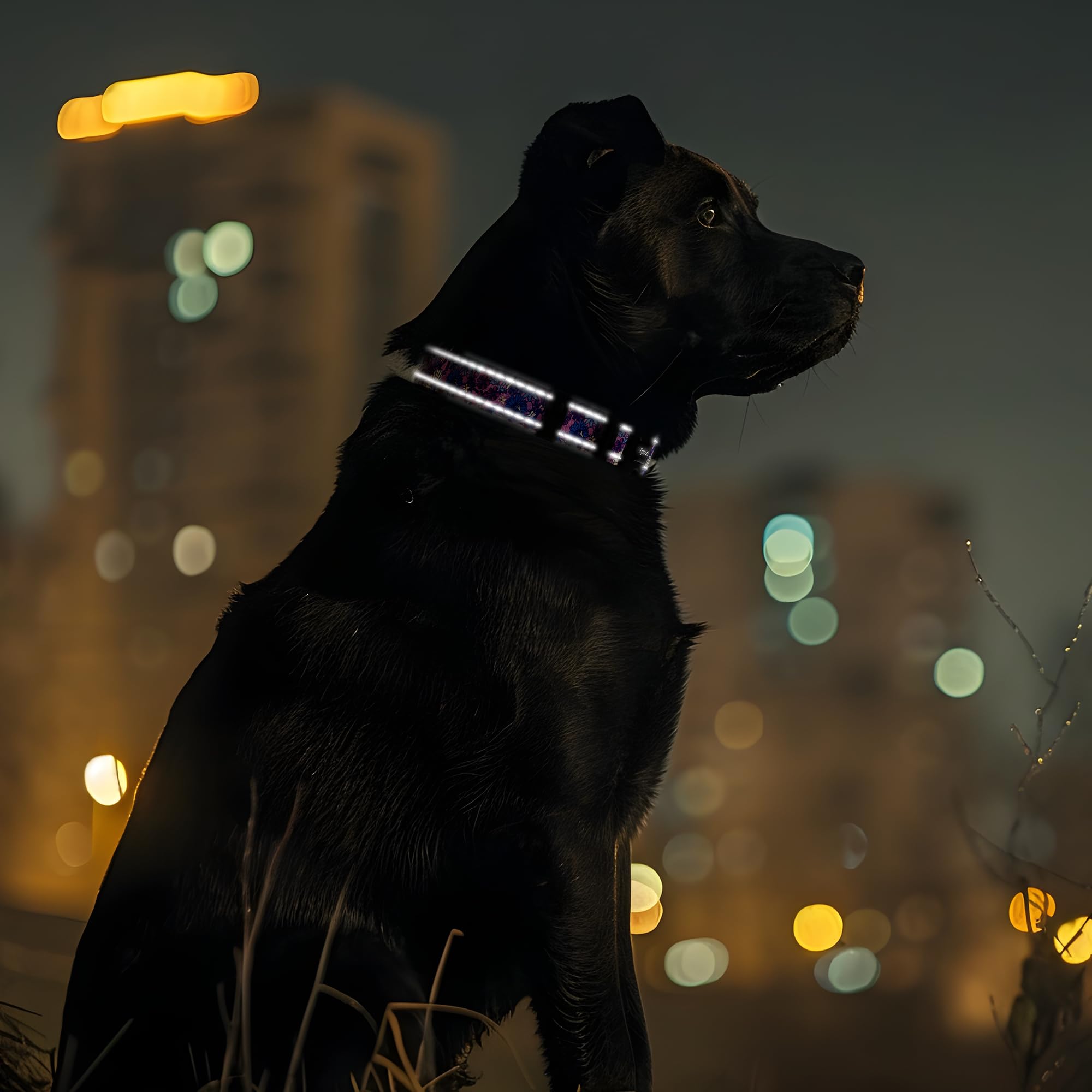 Tpotato Reflective Combination Pattern Girl Dog Collar for Puppy Small Medium Large Breed Dogs,Female Cute Floral Designer Dog C