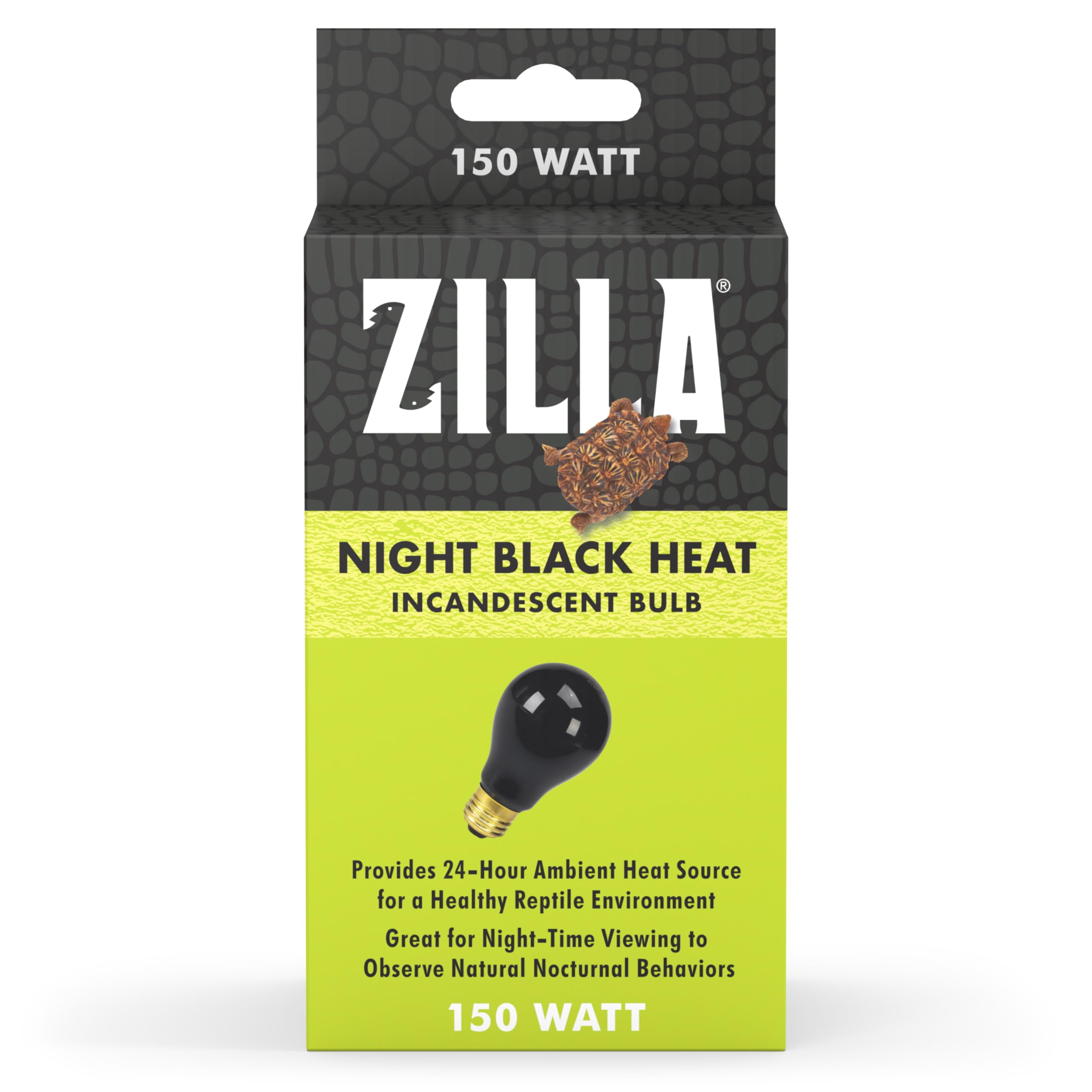 Zilla Reptile Terrarium Incandescent Heat Bulb, Night Black, 150 Watts