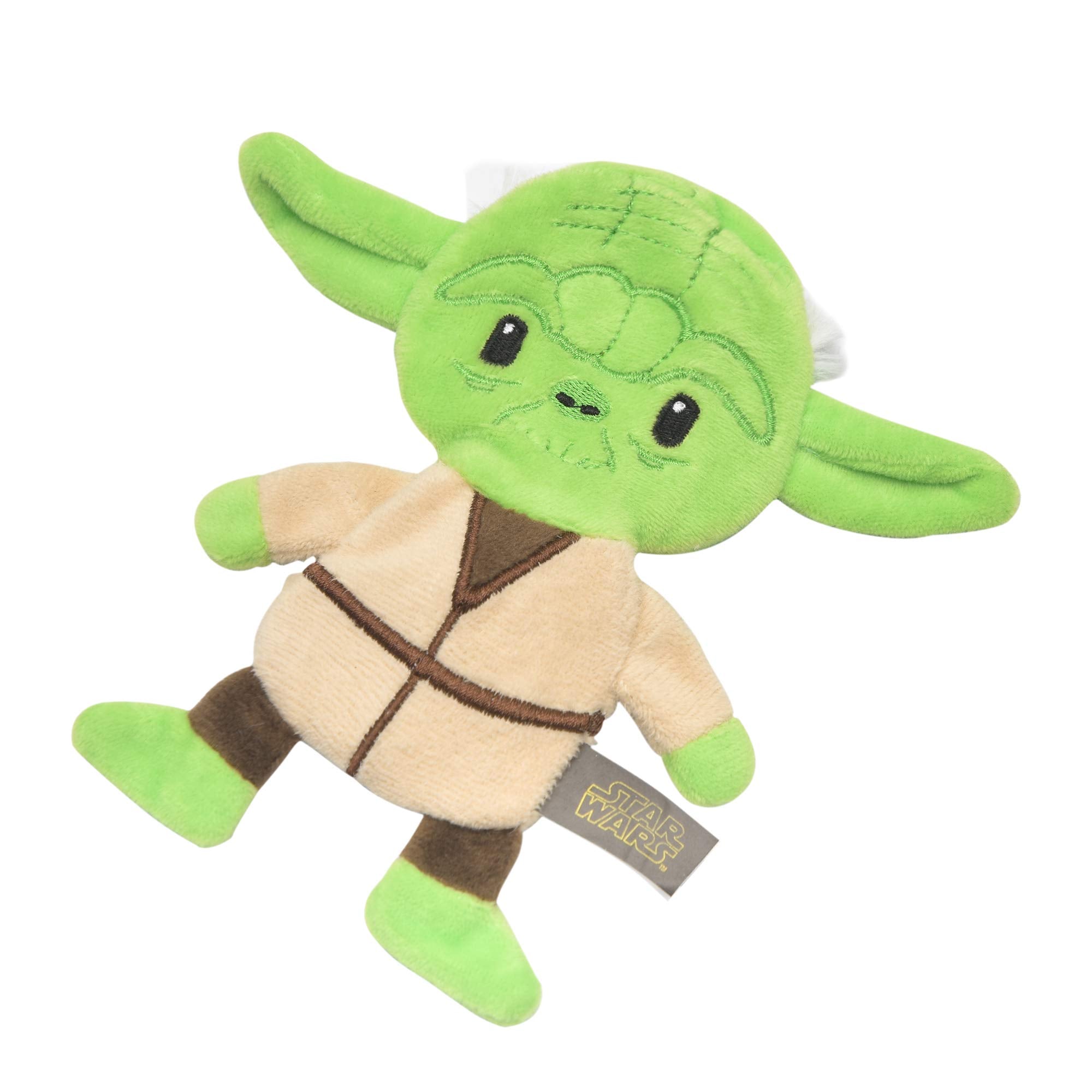 STAR WARS Plush Yoda Dog Toy - 9 Inch Stuffingless Flat Toy - Green - Model FF13373