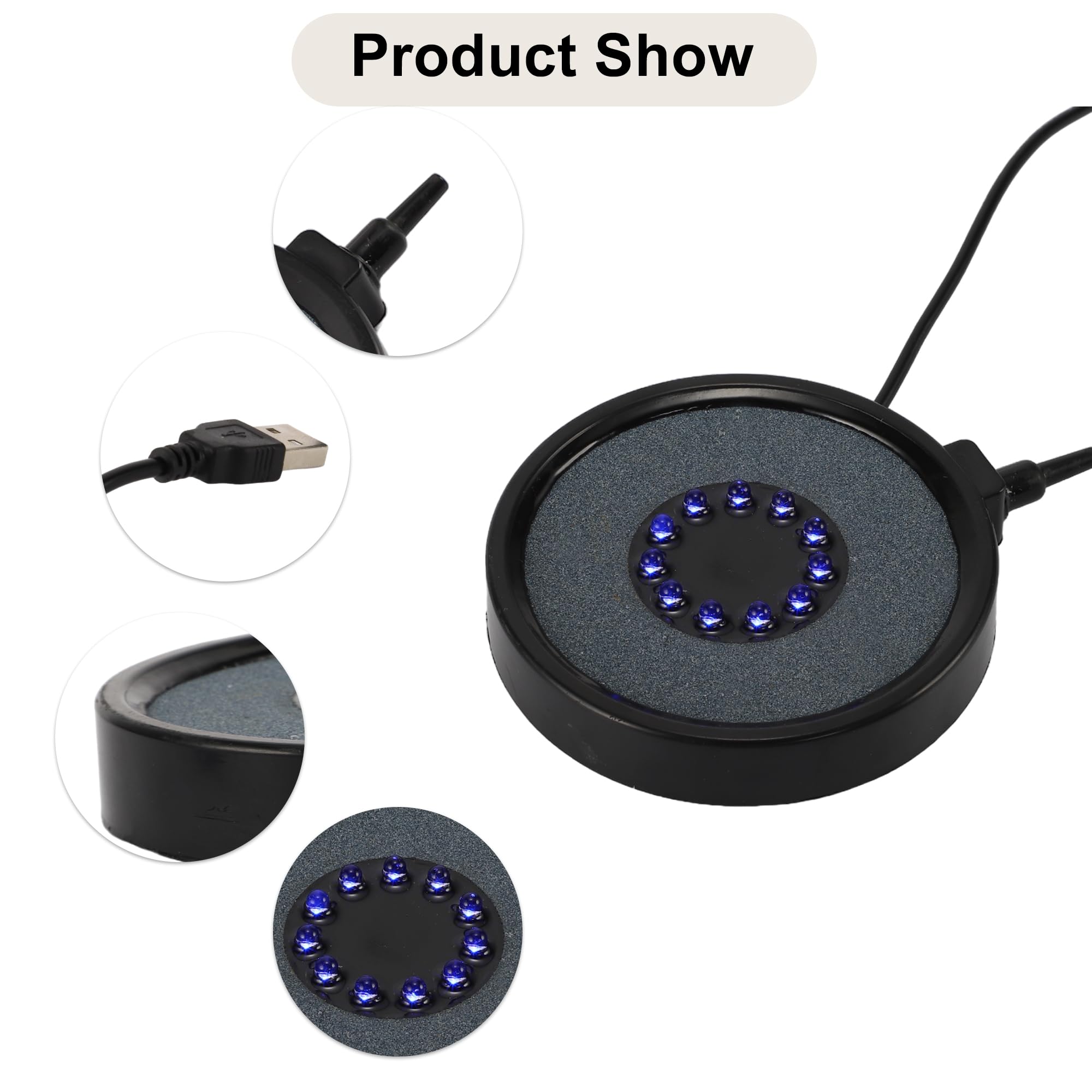 CAPASTEC LED Aquarium Air Bubble Light, Underwater Fish Tank Bubblers Stone Disk, 16 Color Fish Tank Light, Aquarium Light for P