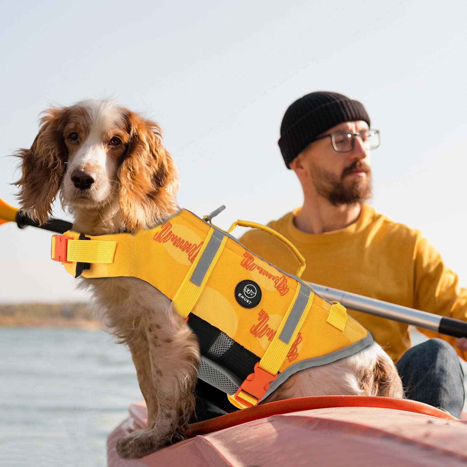 Emust Dog Life Jacket, Pet Life Vests For Swimming, Beach Boating With High Buoyancy, Exquisite Chinese Embroidery Style Dog Flo