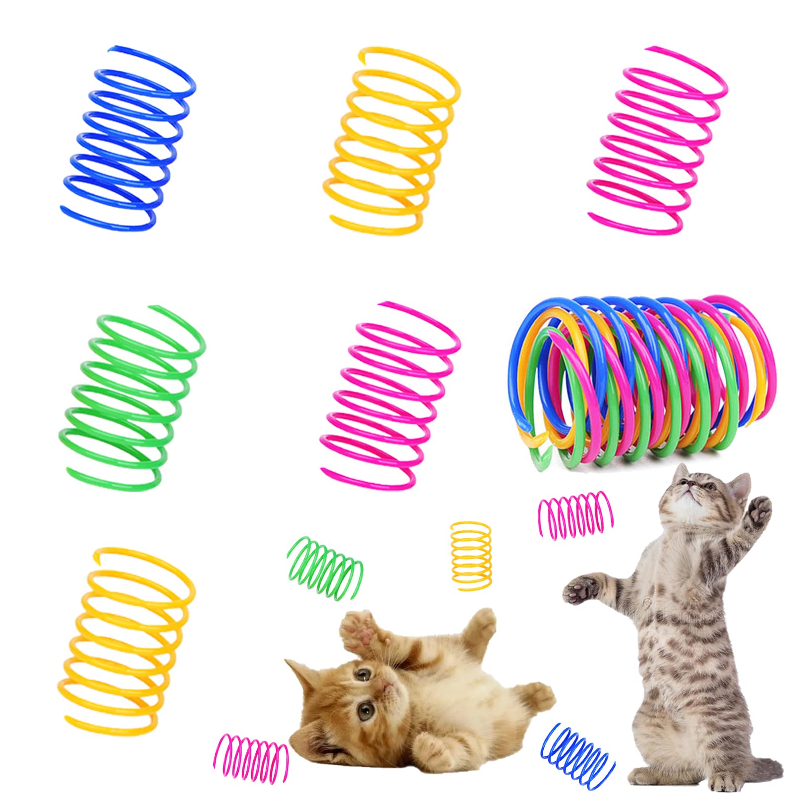 Ismarten Cat Spring Toys 60 Pack, Colorful Springs Cat Toys Interactive Cat Toy Plastic Coil Spiral Springs Creative Cat Toy To Kill Time And Keep Fit Heavy Plastic Spring For Indoor Cats Kitten Toys