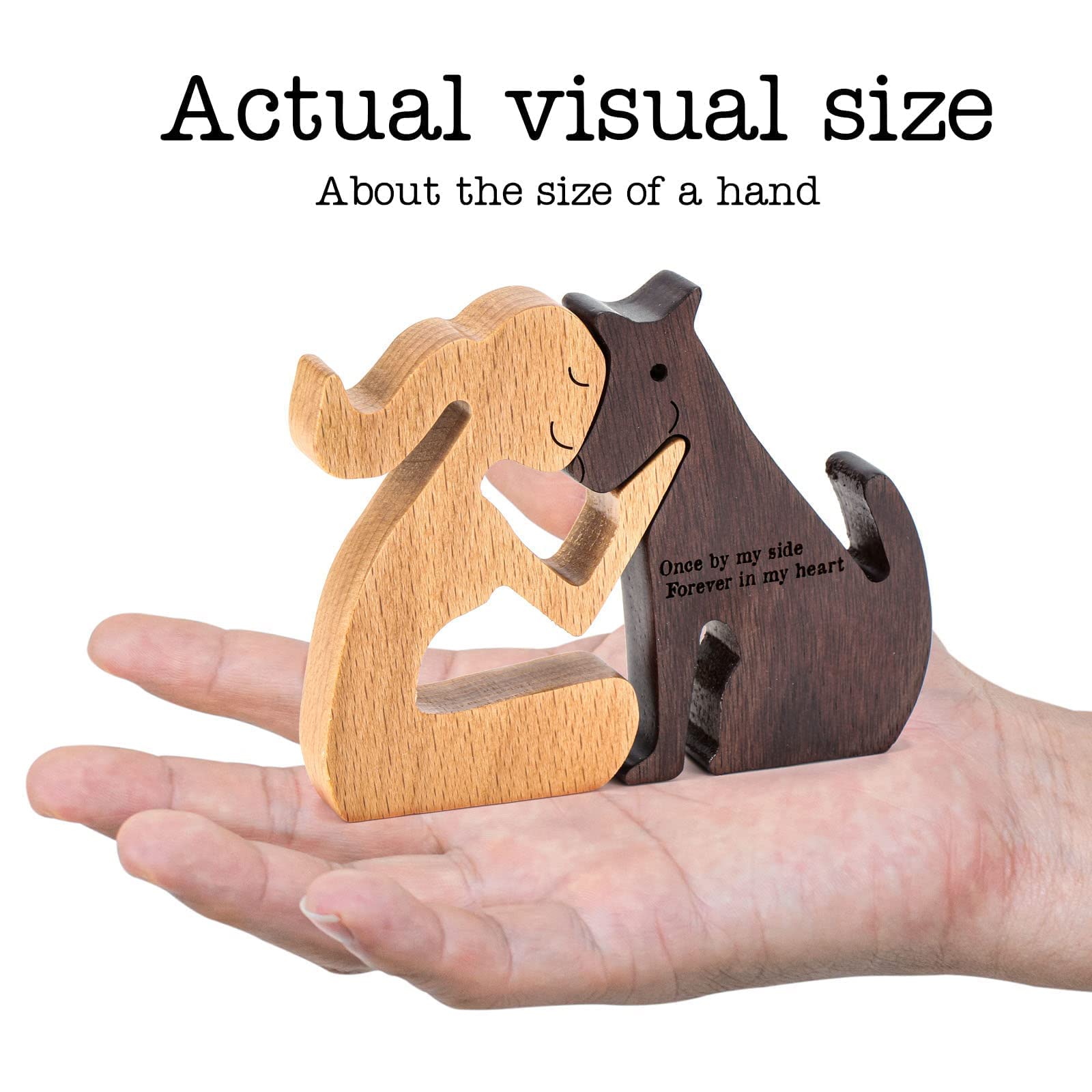 Thygiftree Dog Memorial Gifts For Women - Wooden Carving Dog, Gifts For Loss Of Dog - Once By My Side Forever In My Heart