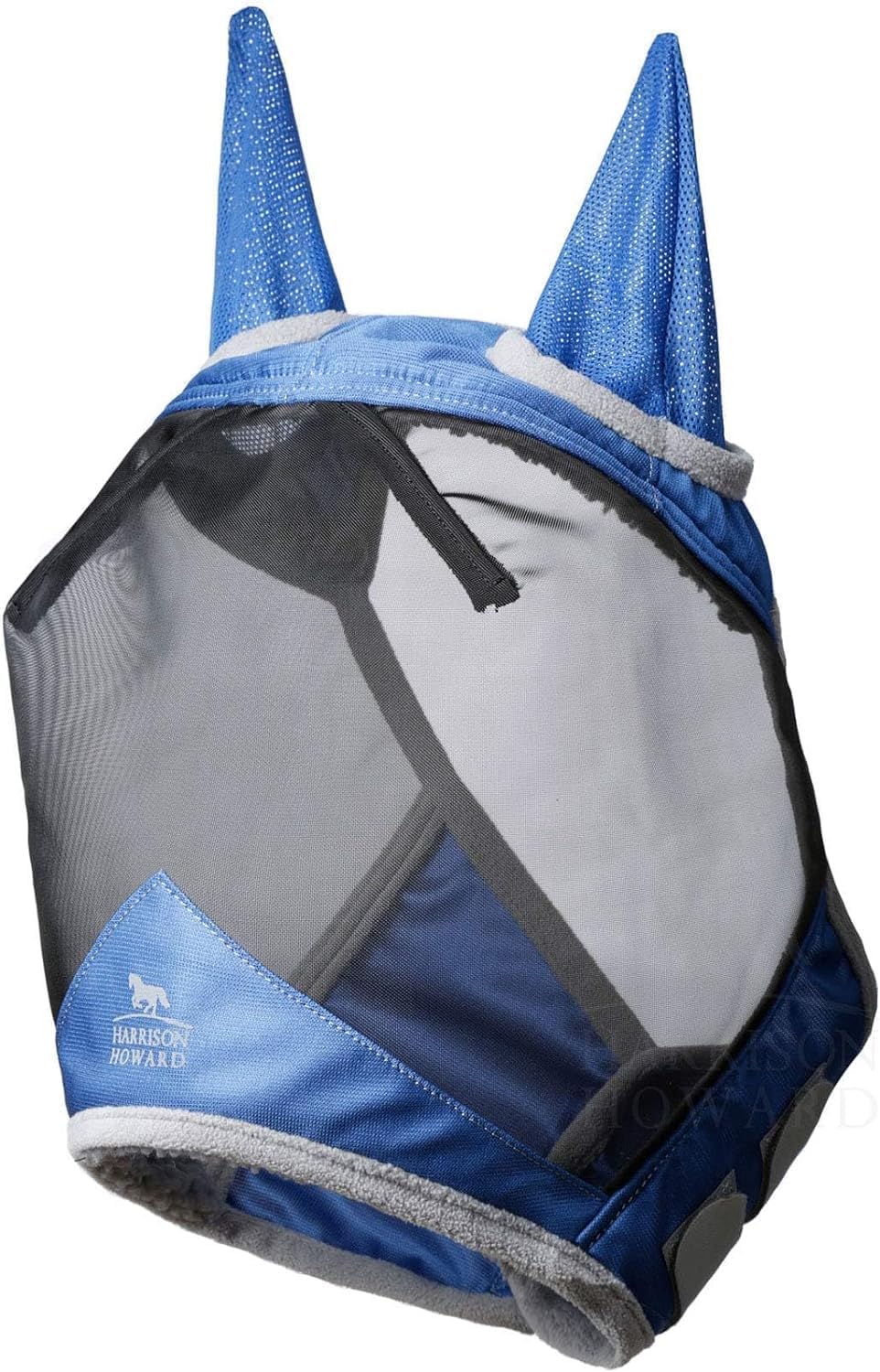 Harrison Howard CareMaster Pro Luminous Horse Fly Mask Large Eye Space Standard with Ears UV Protection for Horse Royal Blue M C