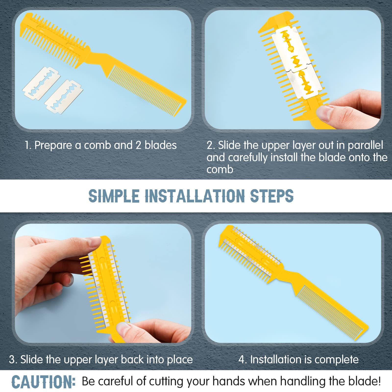 Yinkin 5 Pieces Razor Comb For Dogs Hair Grooming Trimmer For Pet Razor Comb With 25 Extra Blades Manual Dog Hair Trimmer Double