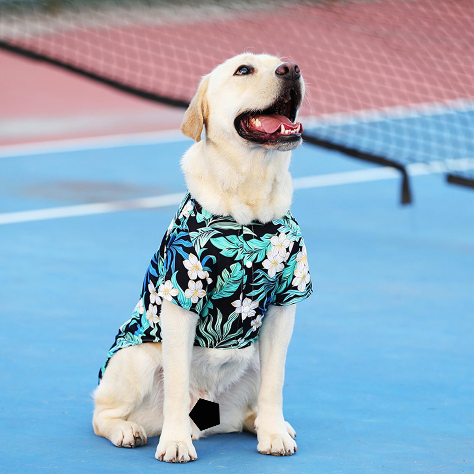 Lhyz Park Hawaiian Beach Print Pet Dog Cat T-Shirts Cute For Small To Medium Dog Cats Cool Summer Vest Camp Shirt Clothes (Navy