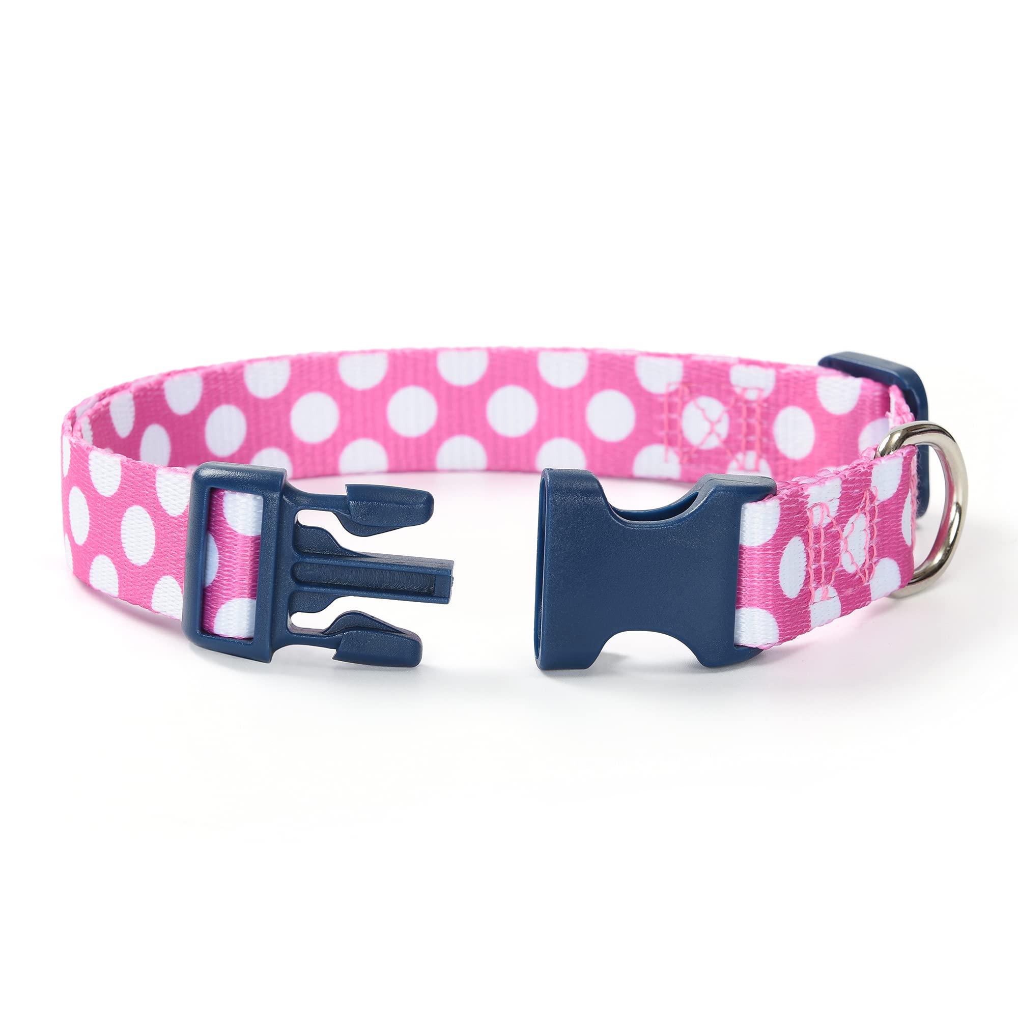 Mile High Life Dog Collar | Cute Puppy Collars | Lightweight Girl Dog Collar | Soft Boy Dog Collars | W Geometric Plaid Wave Line Pattern (White Dots, Small)