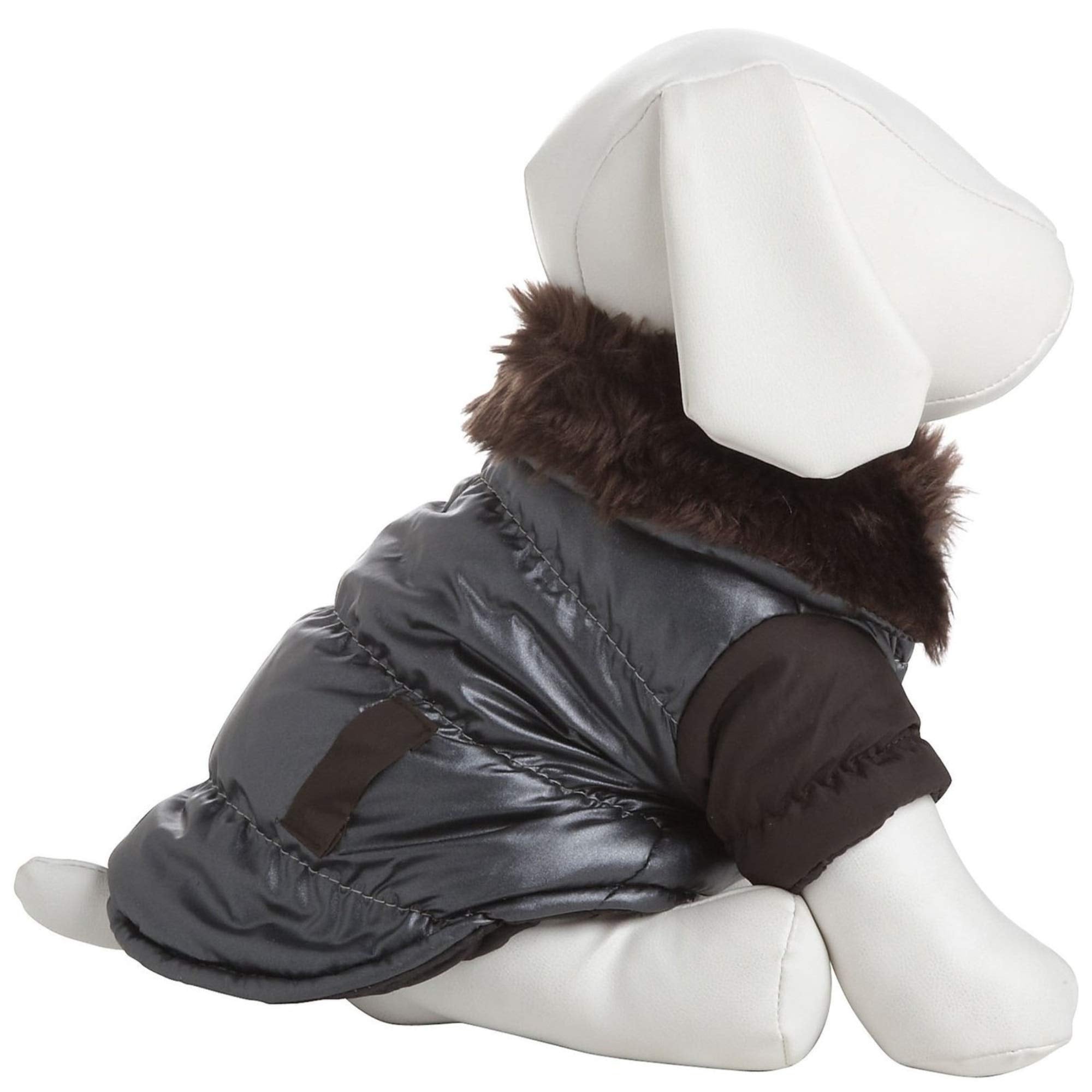 Pet Life DPF00632 Ultra Fur Metallic Collared Dog Parka Coat, X-Small, Brown