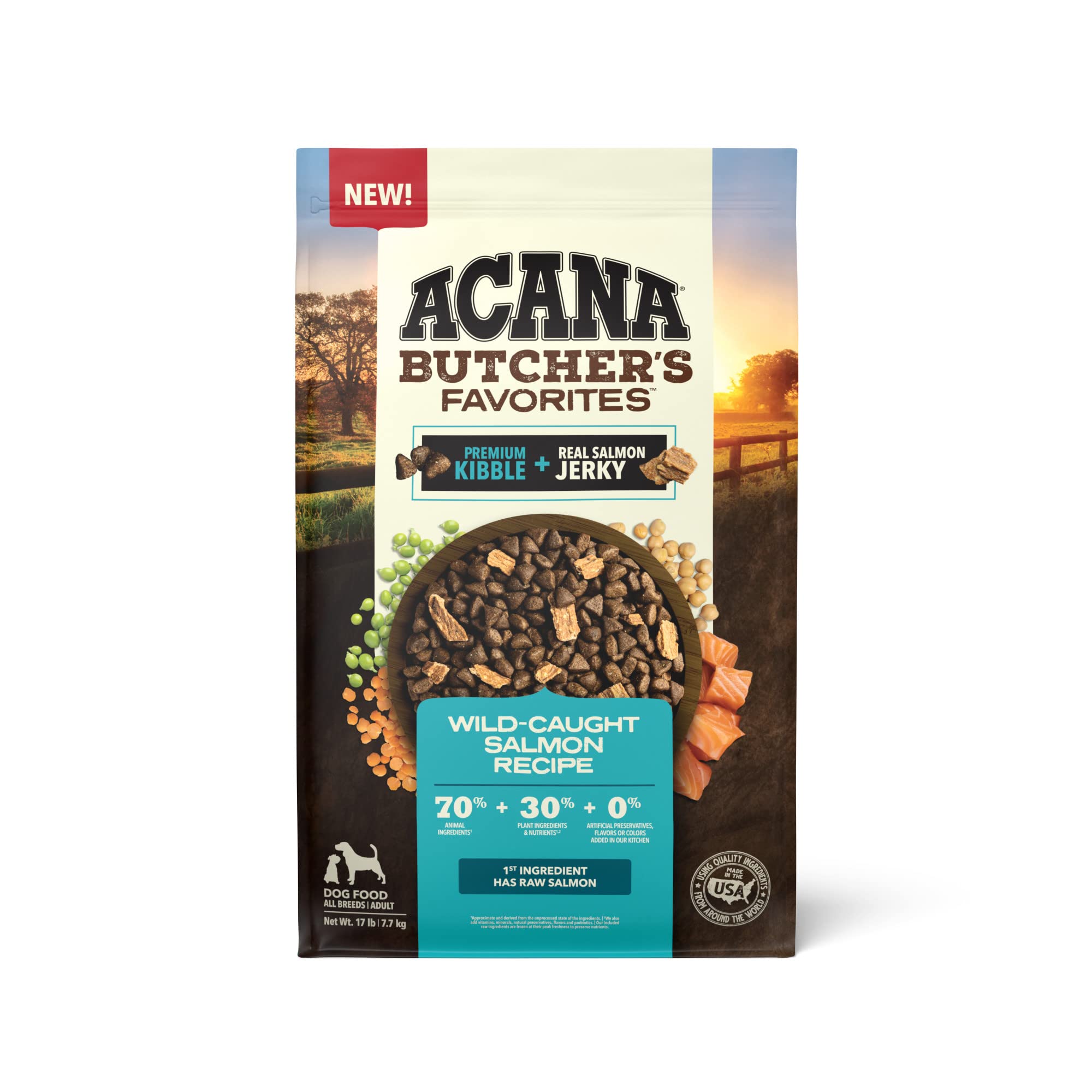ACANA Butchers Favorites Dry Dog Food, Wild-Caught Salmon Recipe, Fish Dog Food, 17lb