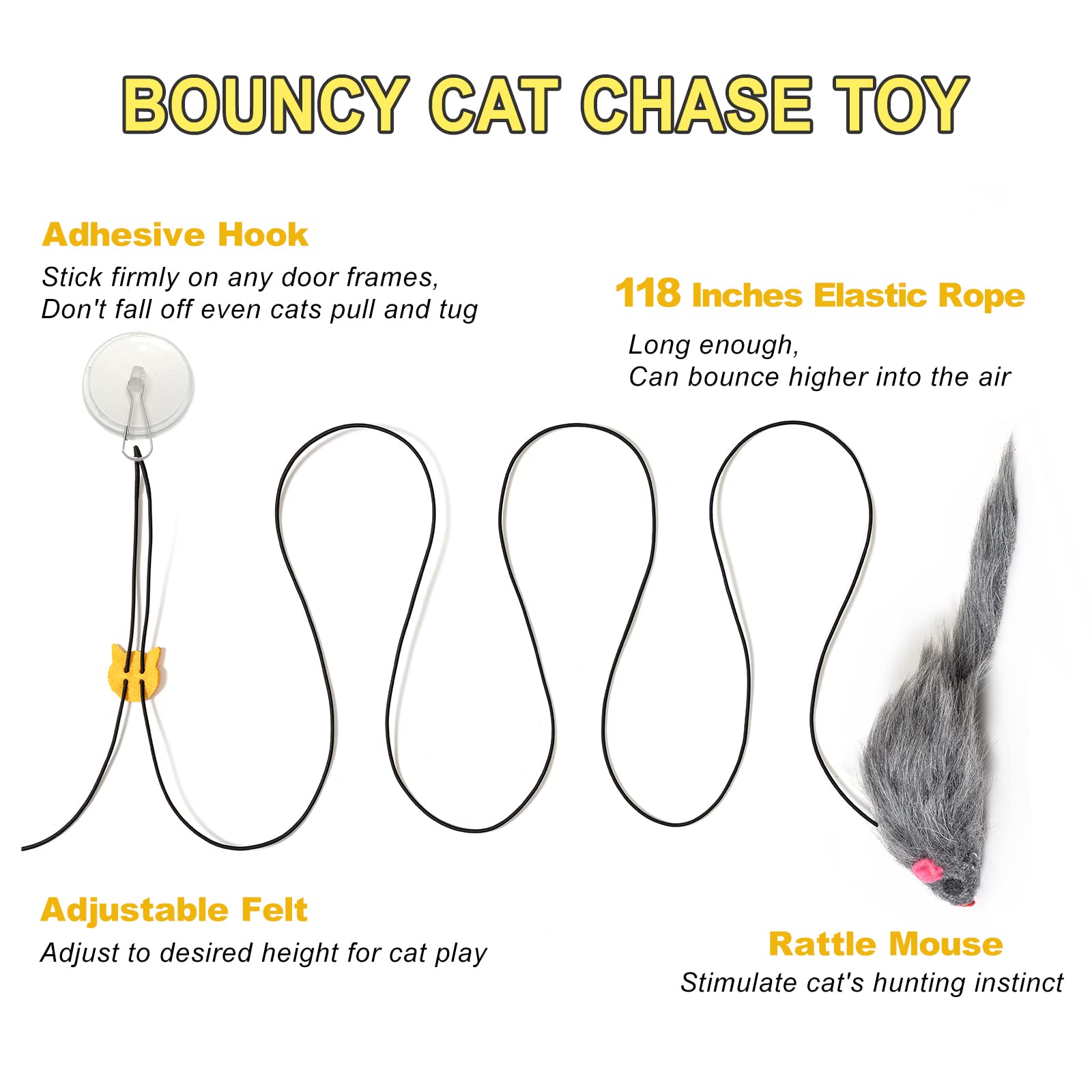 Mintcat Hanging Cat Toy - 2Pcs Interactive Cat Feather Toys For Mental Physical Stimulation, Retractable Teaser Kitten Toys For
