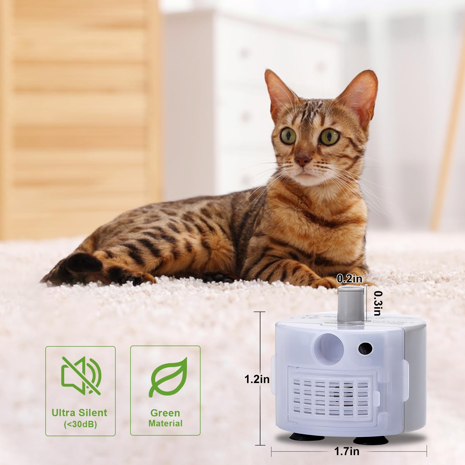 Stainless Steel Cat Water Fountains Pump,Ultra-Quiet Replacement Pump For Pet Water Fountains