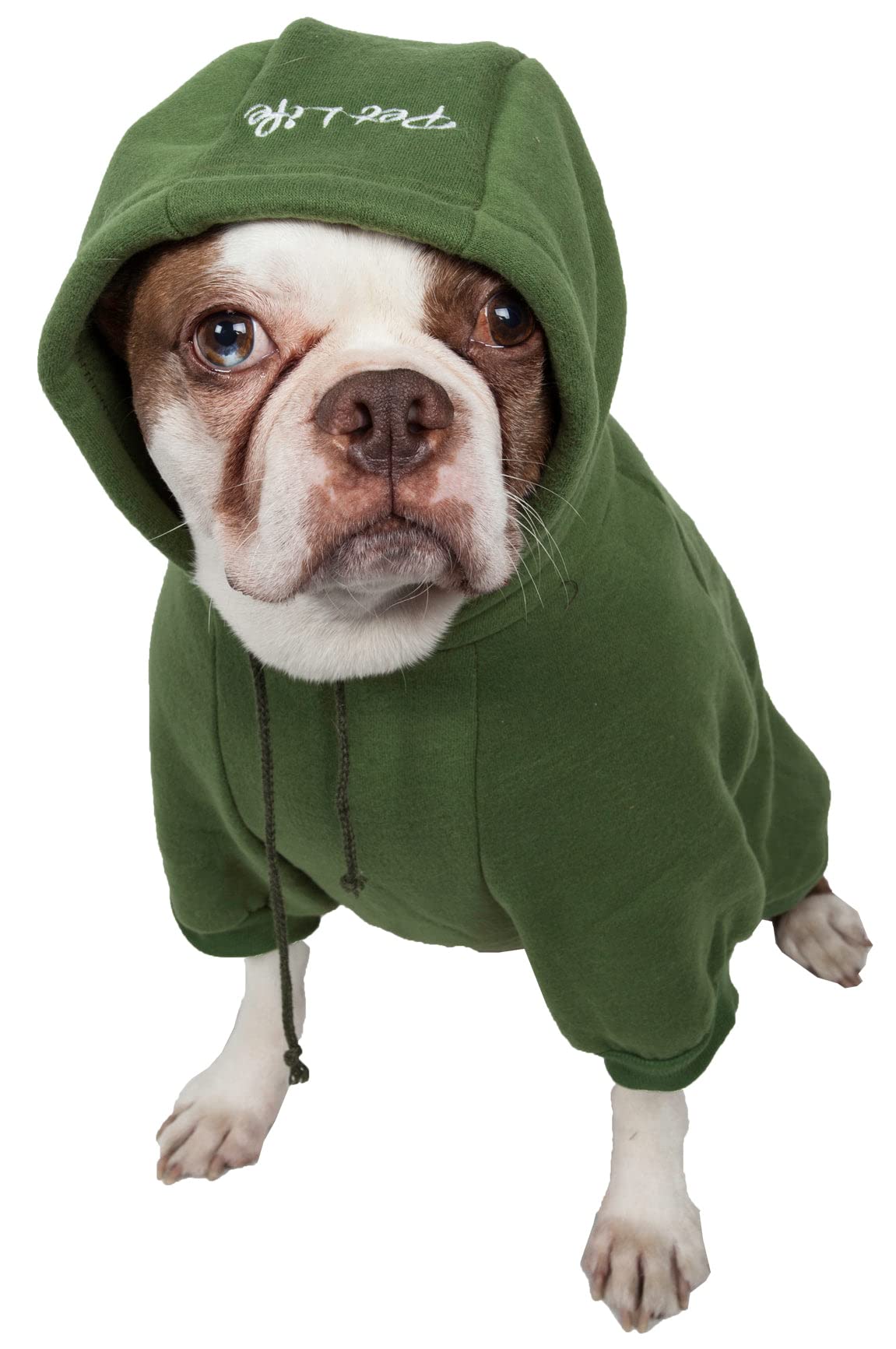 Pet Life American Classic Designer Fashion Plush Cotton Pet Dog Hooded Sweater Hoodie, X-Small, Green