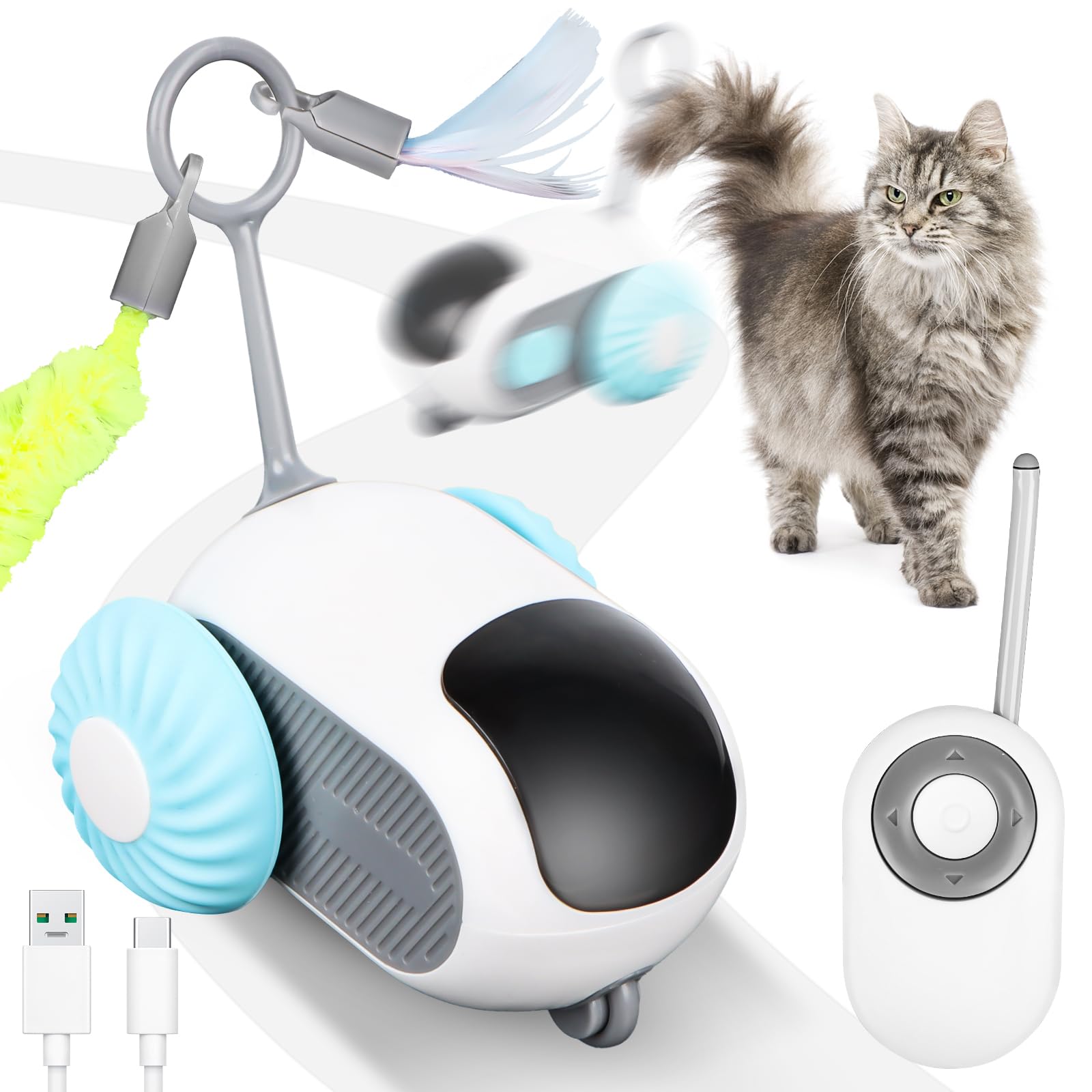 Jognee Remote Control Intelligent Cat Toy, Interactive Cat Toy For Indoor Cats, Automatic Gravity Car Toy, Cat Mouse Toy, Movabl