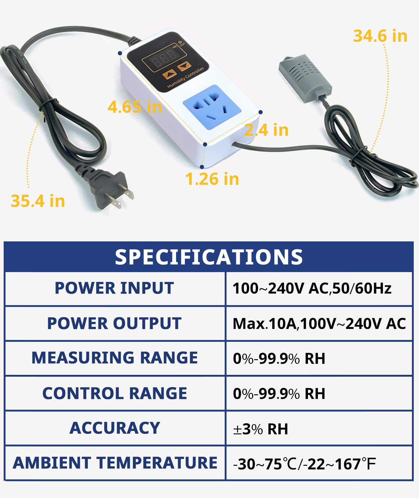 Reptile Humidity Controller, Keeps Reptile Foggers Running Only Within The Preset Humidity Range, Suitable For A Variety Of Reptile Humidifiers/Foggers Controlled By The Dial Knob, Easy To Use