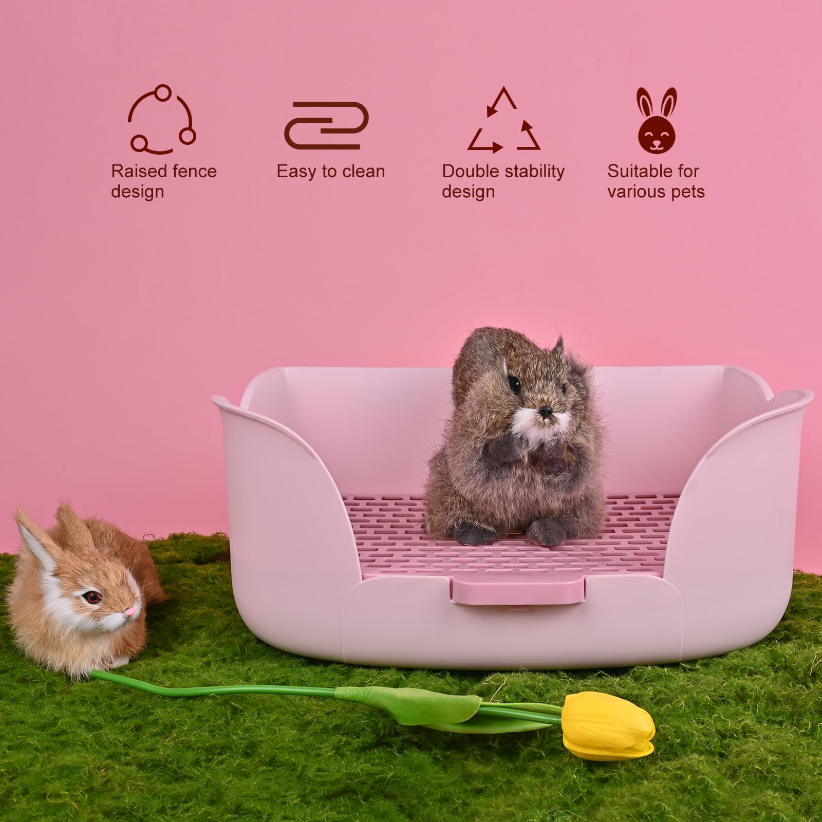 RUBYHOME Large Bunny Litter Box (15.5 x 11.1 x 6.2) Small Animal Litter Pet Toilet Potty Trainer Corner Litter Bedding Box Pet P