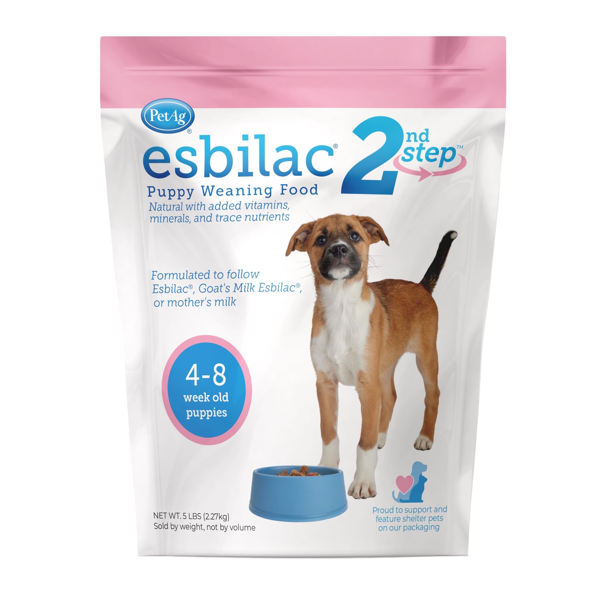 PetAg Esbilac 2nd Step Puppy Weaning Food - With Natural Milk Protein, Vitamins, and Minerals for 4-8 Week-Old Puppies - 80 Oz (
