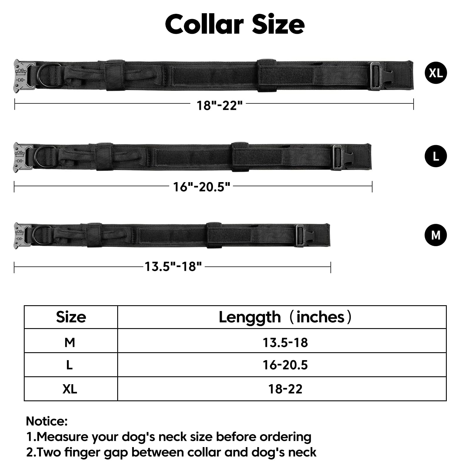 Tactical Dog Collar Adjustable Military Dog Collar Nylon Dog Collar With Control Handle Heavy Metal Buckle For Medium And Large