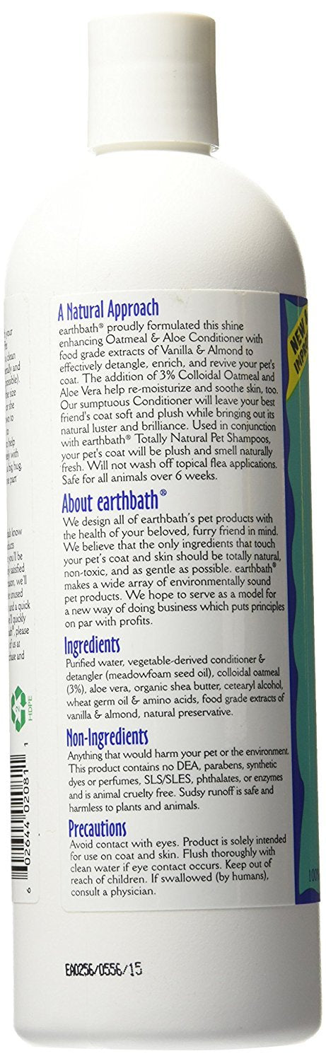 Earthbath Oatmeal & Aloe Dog Shampoo And Conditioner - Oatmeal Shampoo For Dogs, Anti Itch Dry Skin Relief Pet Wash, Medicated Dog Shampoo & Conditioner, Hypoallergenic, Tearless - 16 Oz (1 Set)