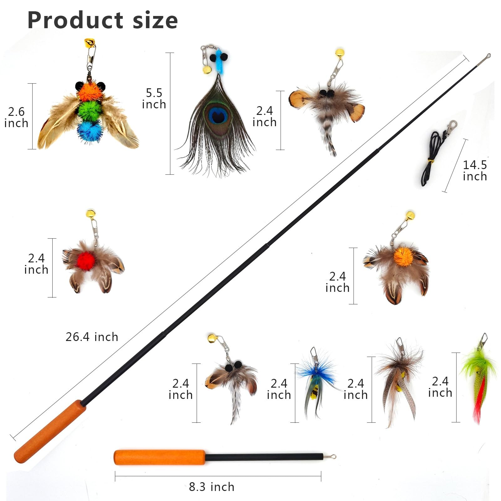 Miwoowim Interactive Cat Toys - 10 Pcs Cat Retractable Wand Toy And Feather Toys Refills, Enrichment Toys For Indoor Cats,Kitty