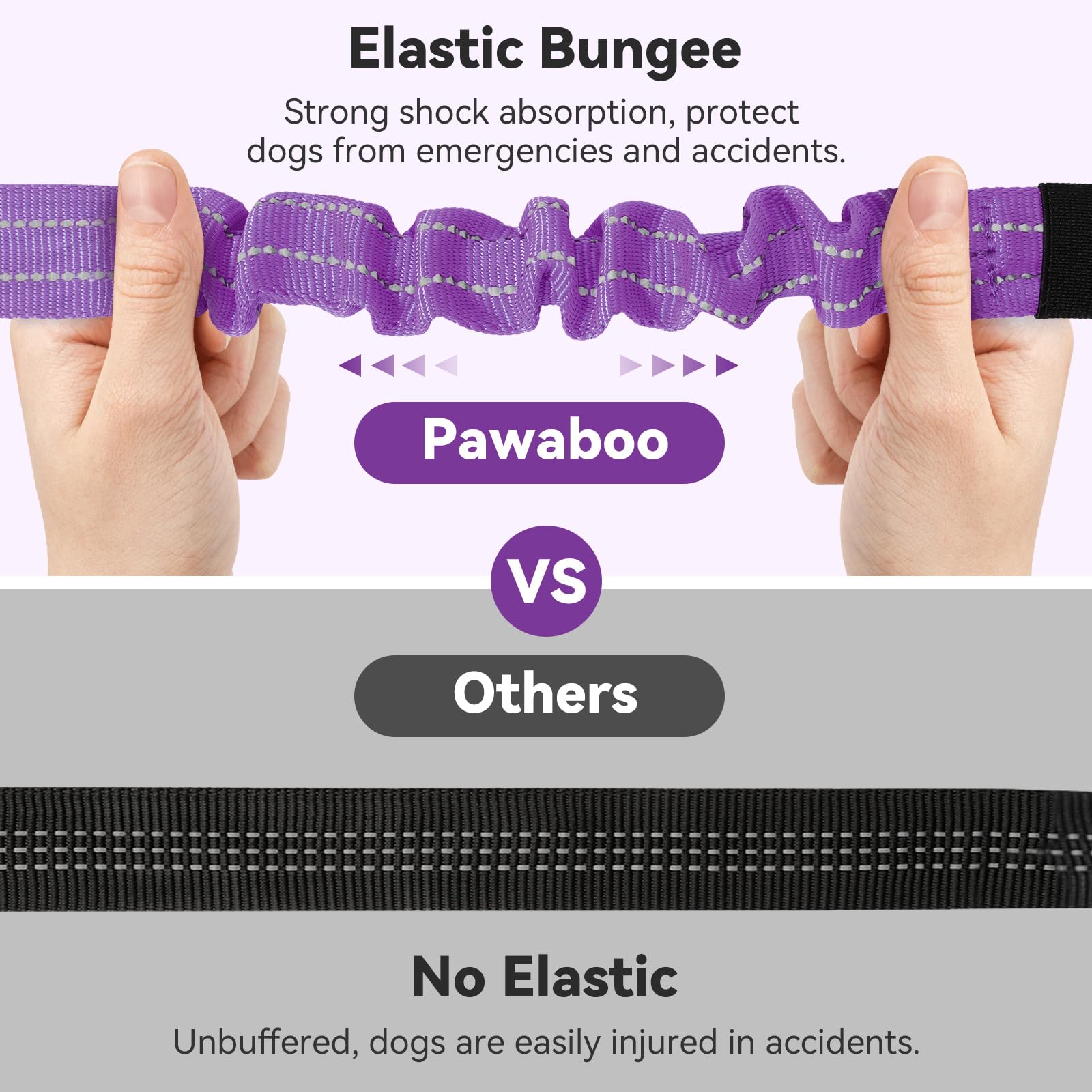 Pawaboo 2Pack Dog Seatbelt For Car, Dog Car Seat Belt Bungee, Shockproof Dog Tether For Car With Buckle & Hook Latch, Adjustable