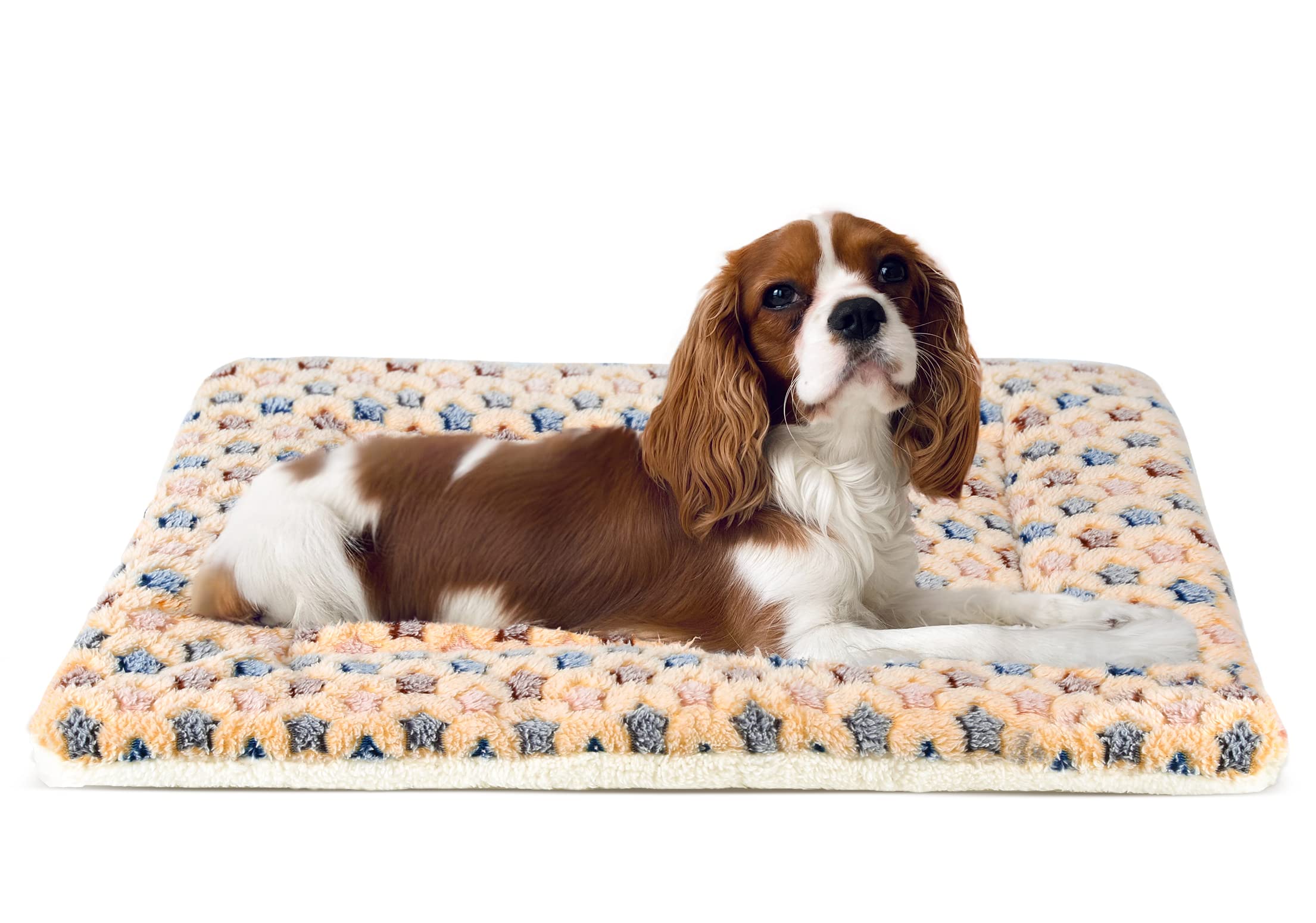 Mora Pets Dog Bed Crate Pad Ultra Soft Pet Bed With Cute Star Print Washable Crate Mat For Large Medium Small Dogs Reversible Fleece Dog Crate Kennel Mat Cat Bed Liner 23 X 18 Inch Brown