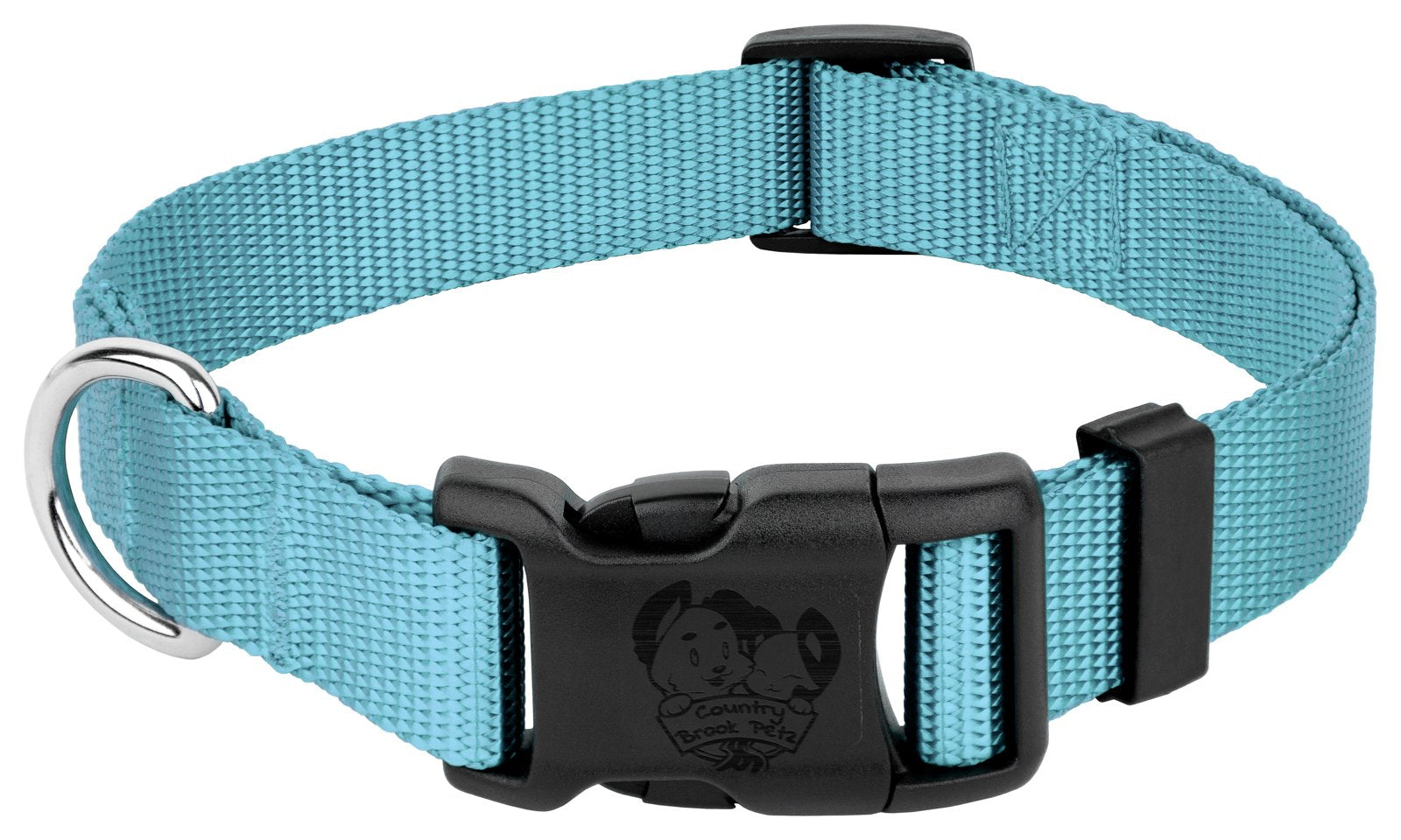 Country Brook Petz - 30+ Vibrant Colors - American Made Deluxe Nylon Dog Collar With Buckle (Mini, 3/8 Inch Wide, Ocean Blue)
