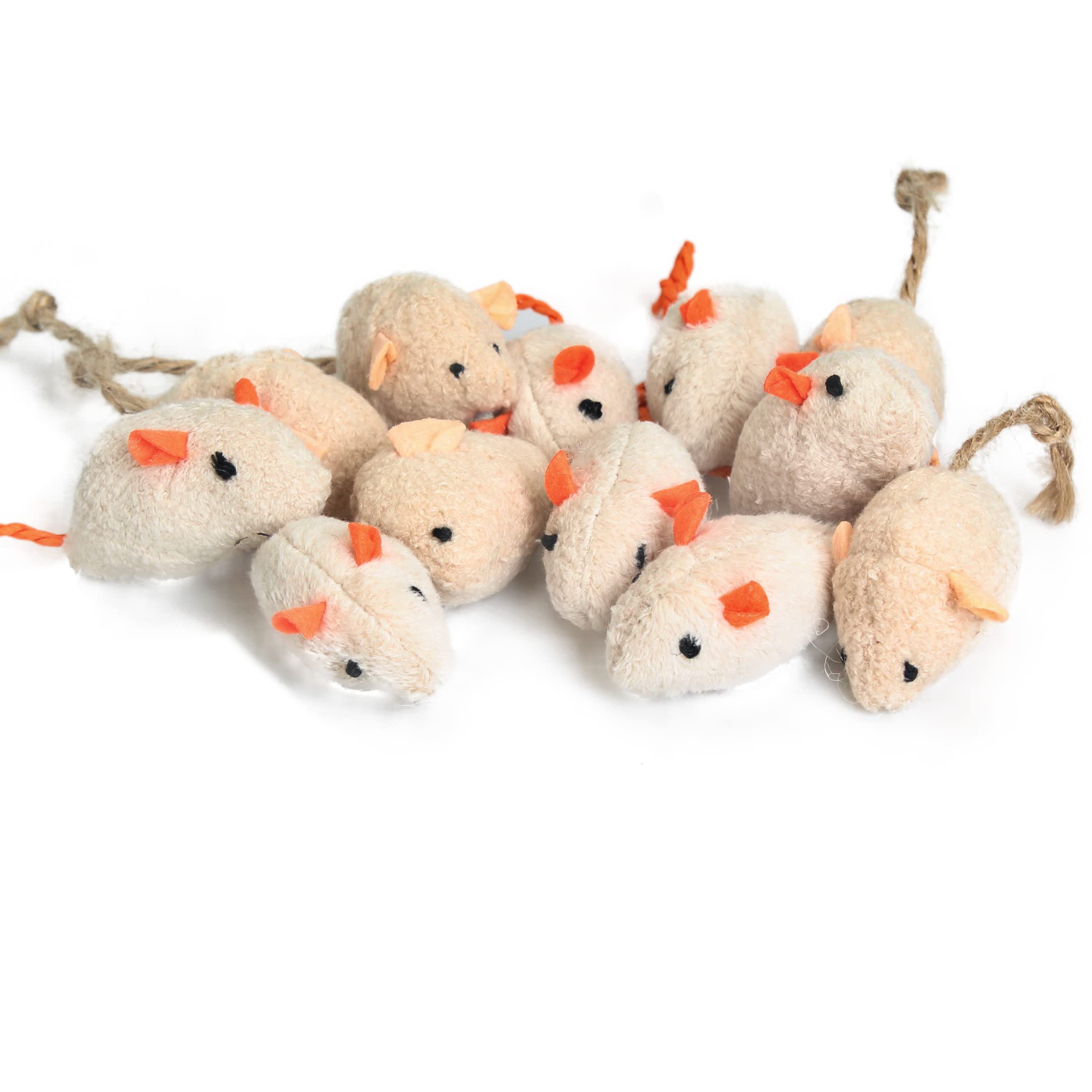 Emours Pack Of 12 Pieces Furry Mice For Cats, Realistic Fur Mouse Toys, Colors Vary