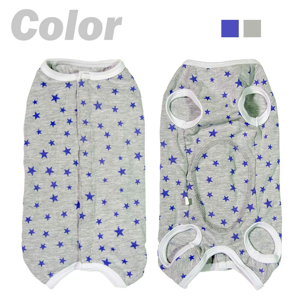Dogs Recovery Suit Post Surgery Shirt For Puppy, Wound Protective Clothes For Little Animals(Grey Stars-Xxs)