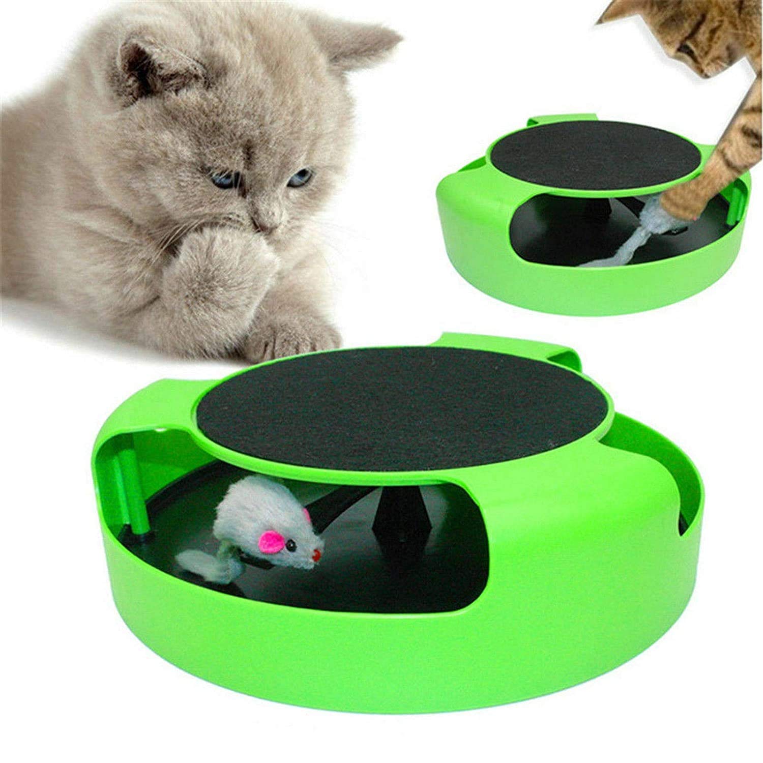 D&C Paws Mouse Cat Scratcher Interactive Toy With Running Mice And Scratching Pad Toy Ideal For Playing And Chewing Cats And Kit