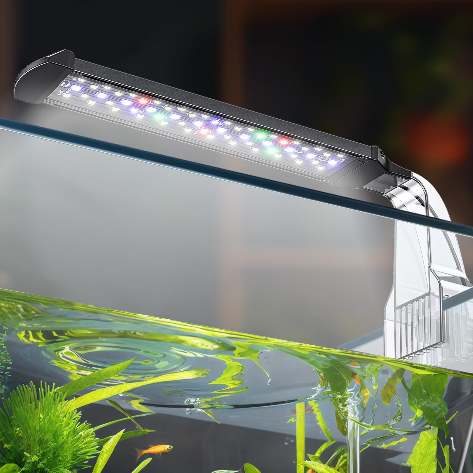 Pawfly 8 W Aquarium LED Light 8.2 Inch 24/7 Fish Tank Light with Full Spectrum Brilliant White Blue Red Green Lights Multi-Color