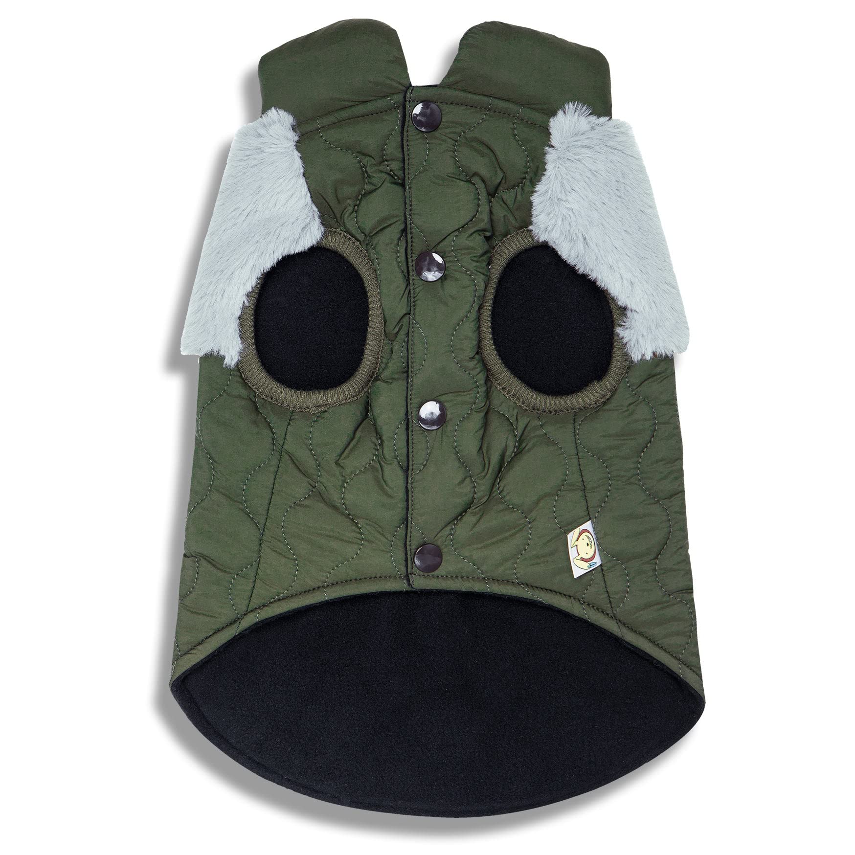 Touchdog 'Furrost-Bite' Fur and Fleece Fashion Dog Jacket, Medium, Green