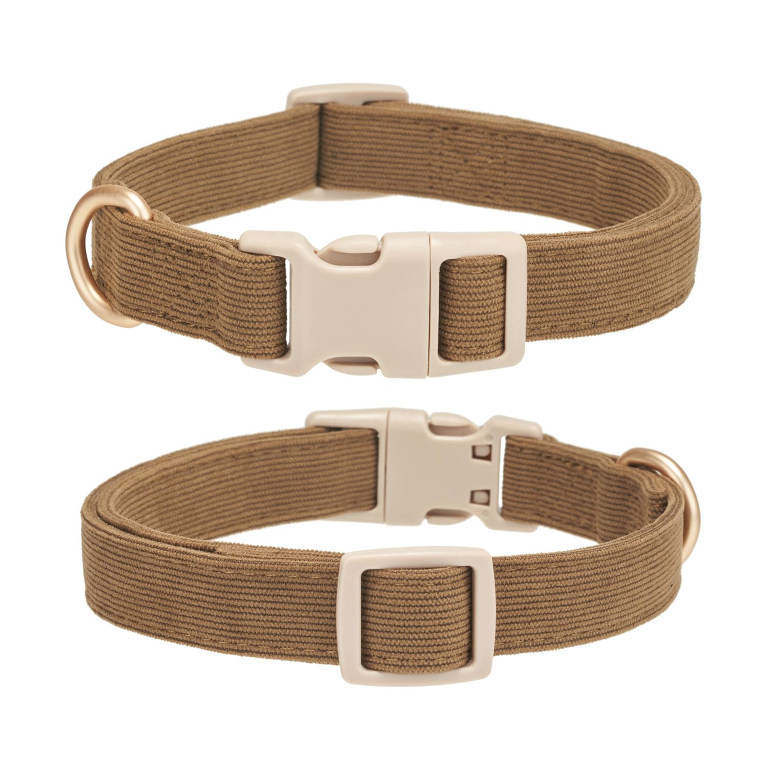 Yudote Soft Cotton Dog Collar Adjustable Corduroy Dog Collars For Small Medium Large Boy Dogs(Brown,Medium)