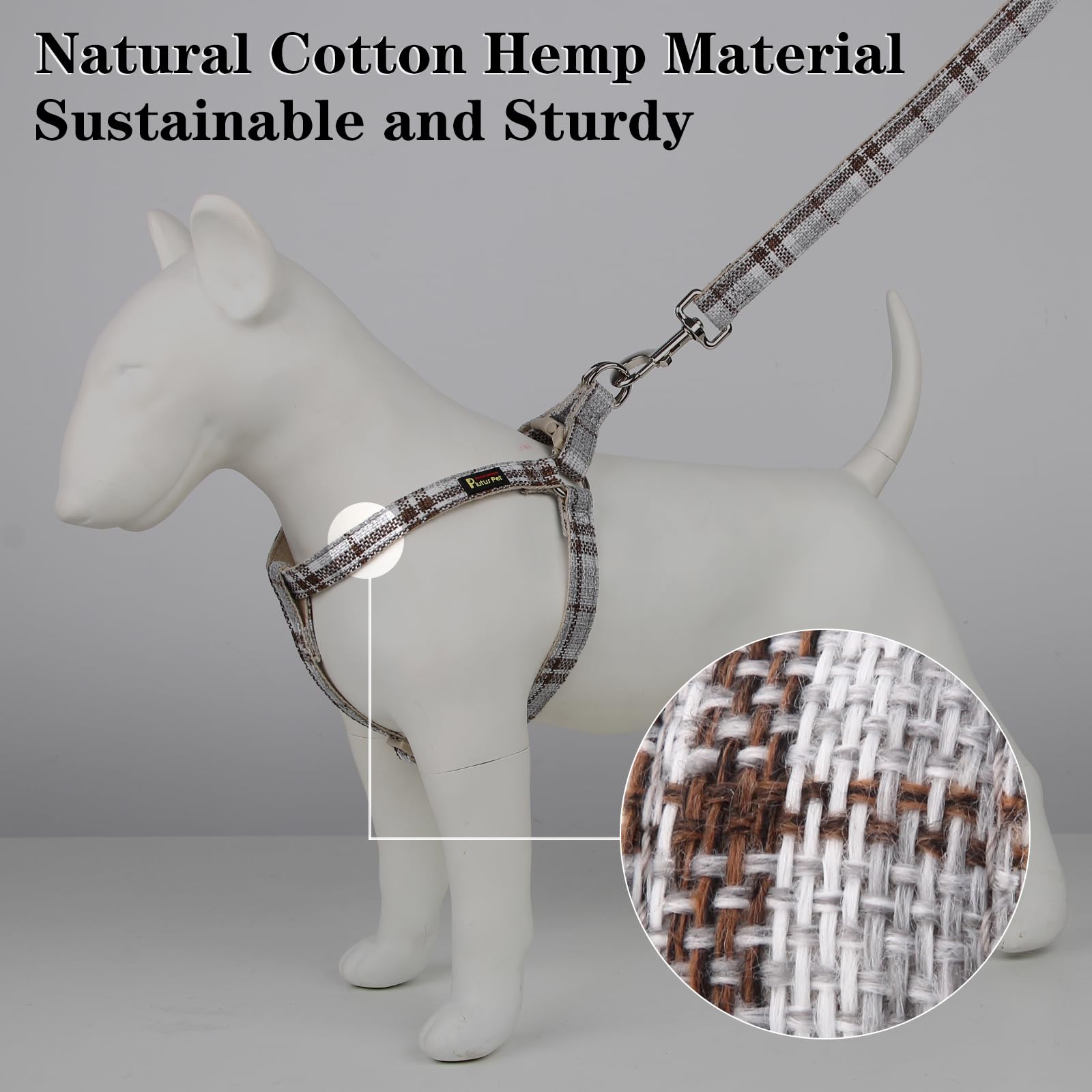 Plutus Pet Cotton Hemp Step In Dog Harness, Sustainable, Lightweight And Escape-Proof, Quick Fit Dog Harness For Puppy Small Med