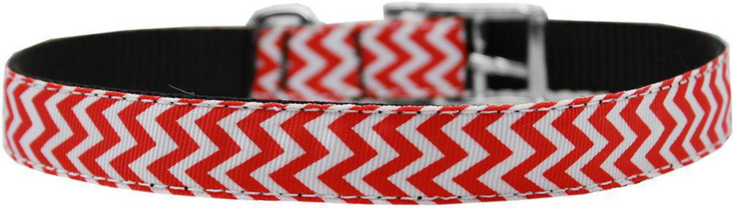 Mirage Pet Products Chevrons Nylon Dog Collar with Classic Buckle, Size 22, Red